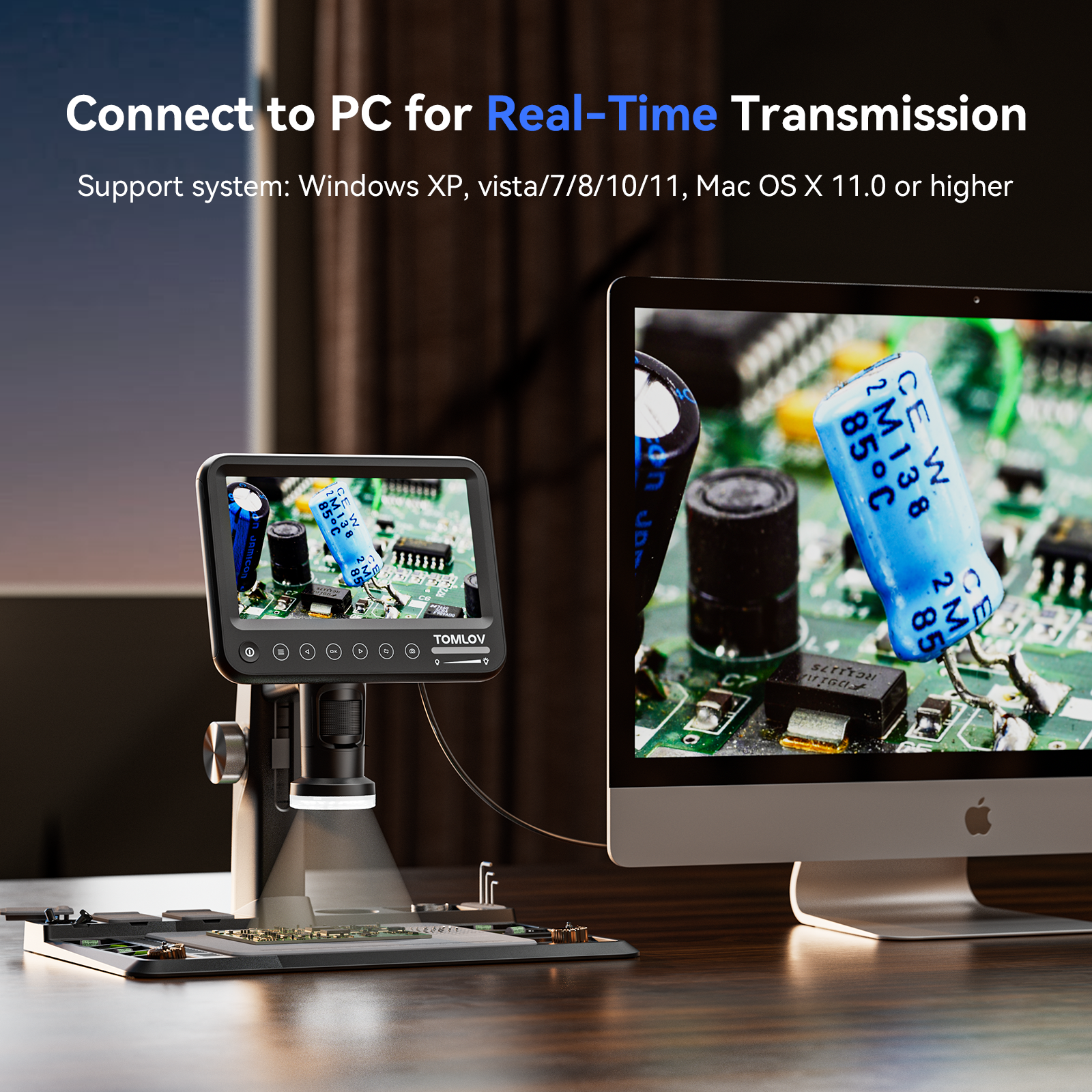TOMLOV TRM101 7" IPS Digital Microscope 1600X, Pro Soldering Microscope with Pro Soldering Station