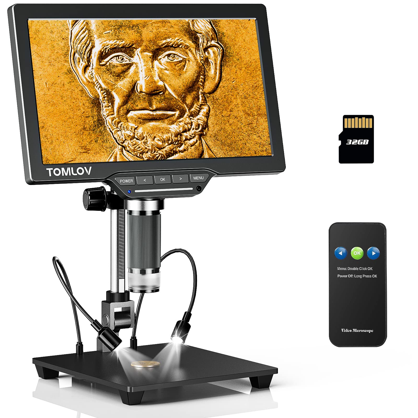 TOMLOV DM202 SE 10.1 inch LCD Digital Microscope with Dual Battery 1300x