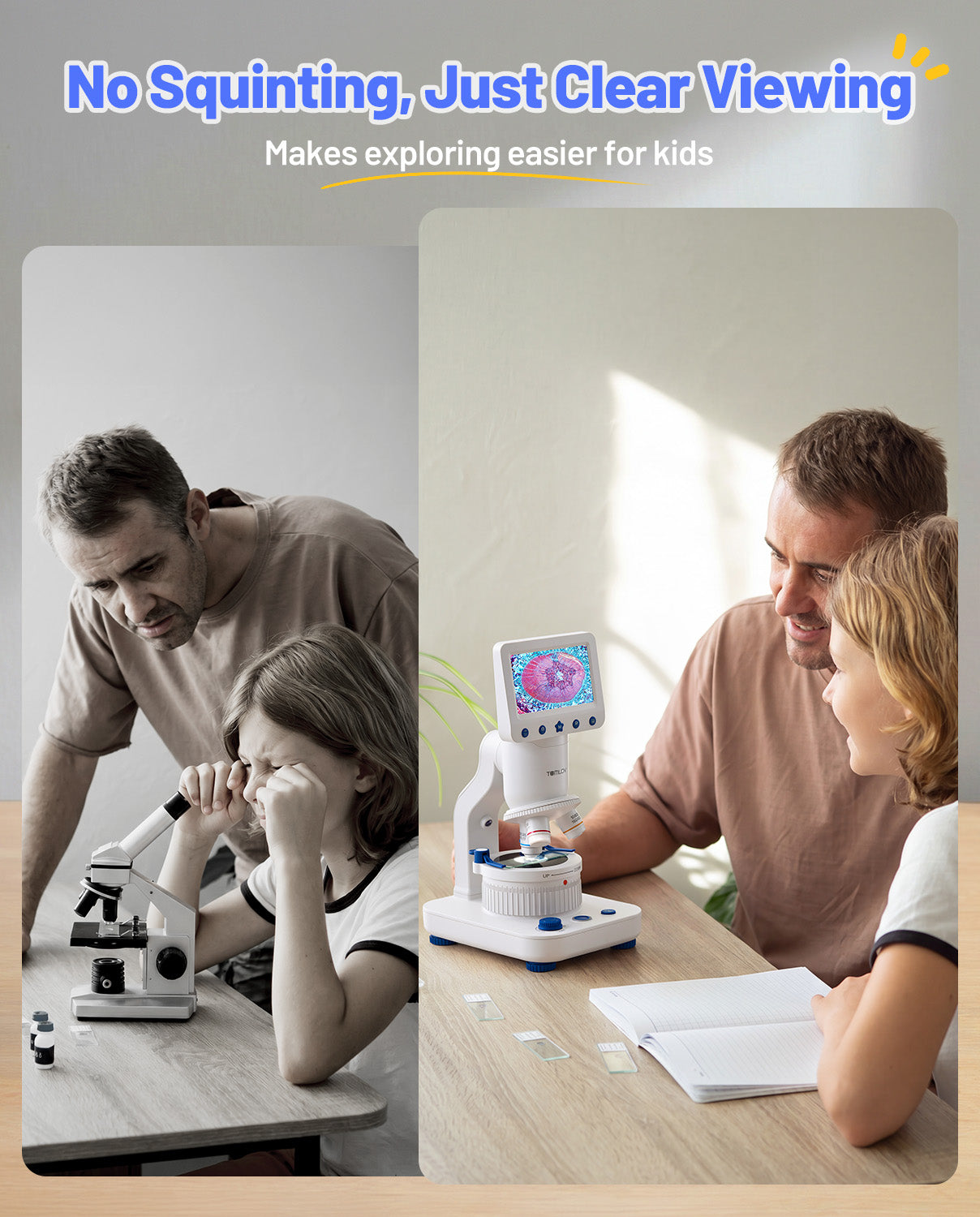 TOMLOV DM302K Microscope for Kids, 800X Science Kit, 4.3" Screen STEM Toy