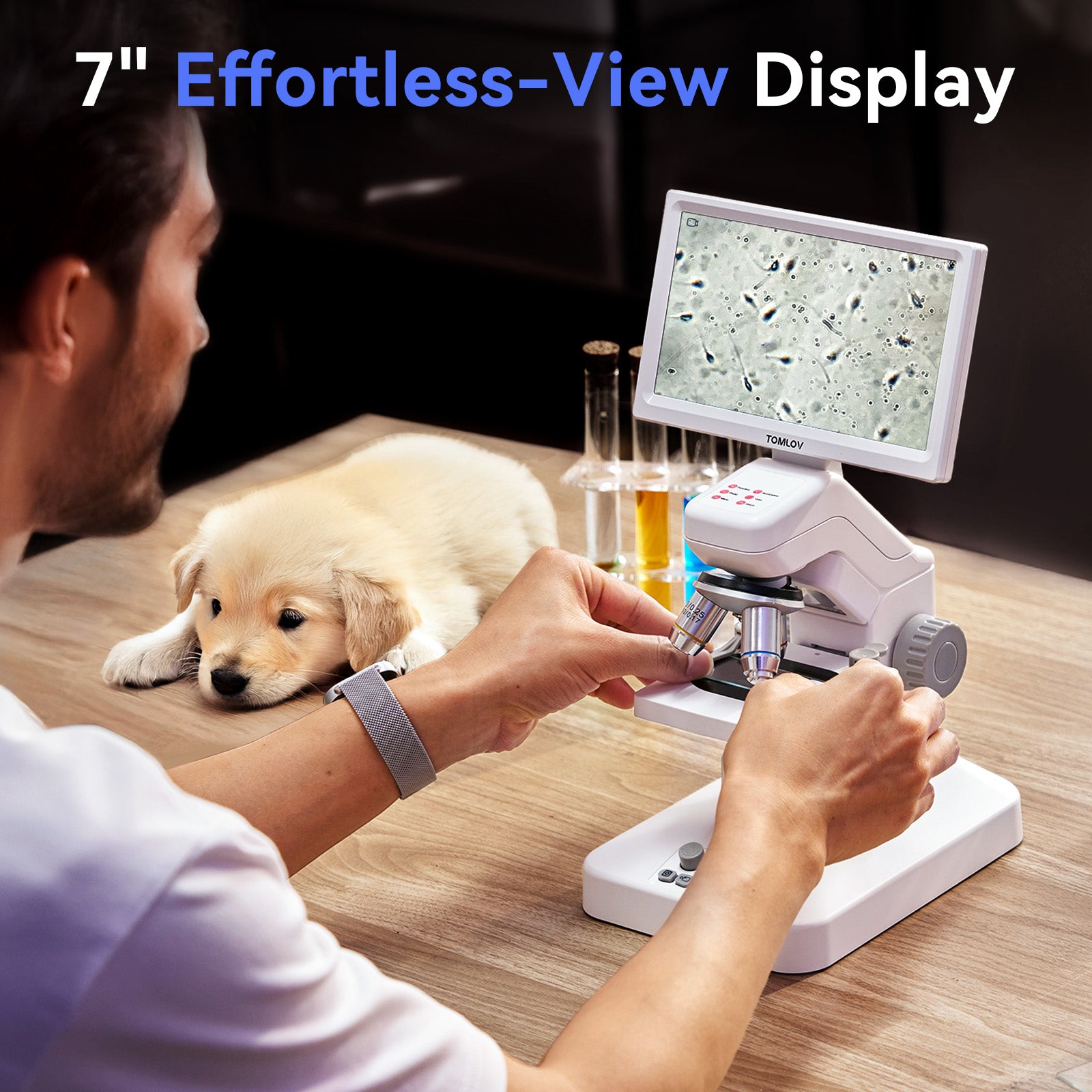 TOMLOV DM301 Pro Microscope for Kids Adults Students Digital Microscope with 7" Screen