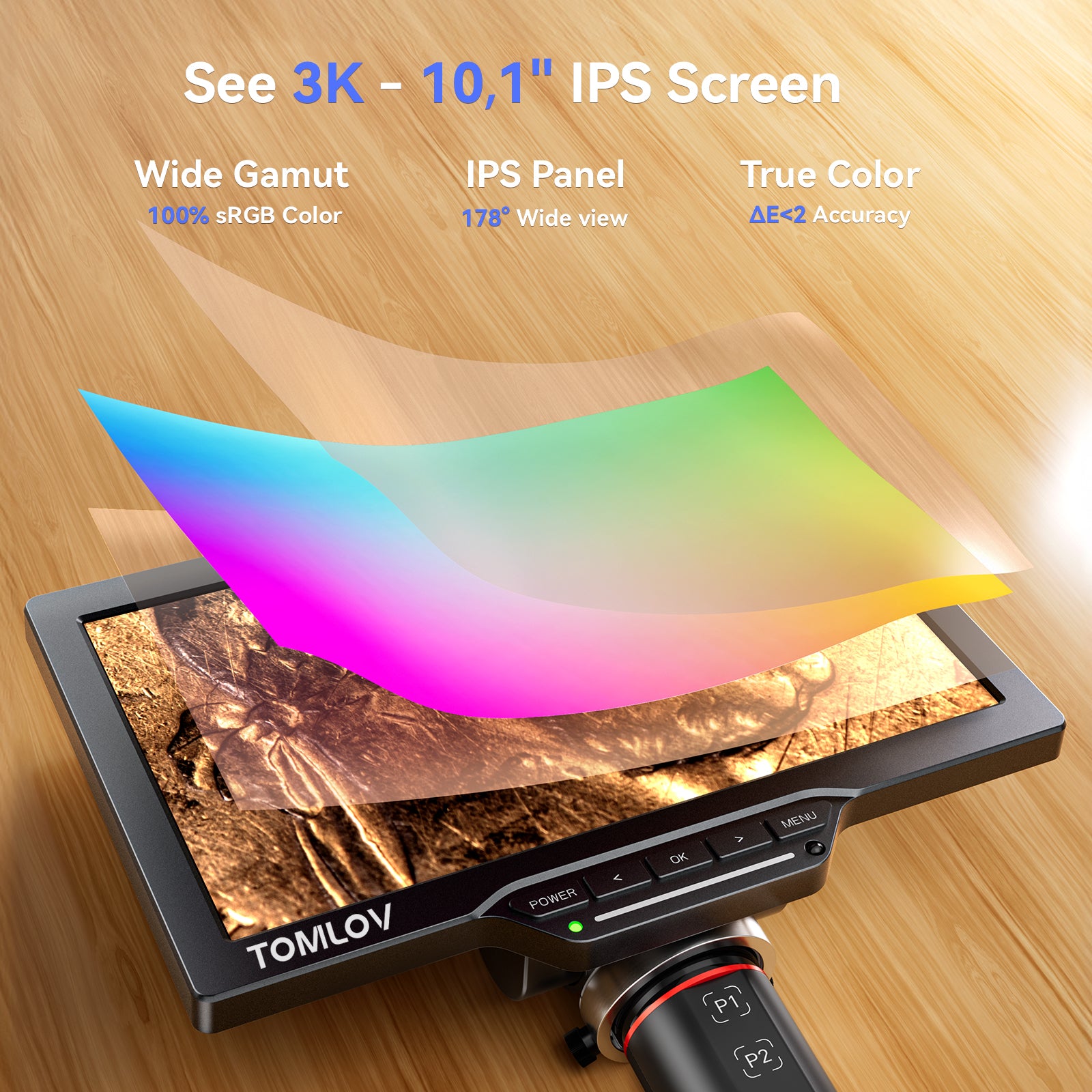 TOMLOV TM3K-AF Autofocus Digital Microscope 3K Flex Arm HDMI Microscope with Screen