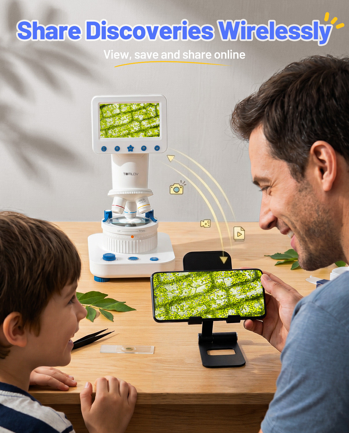 TOMLOV DM302K Microscope for Kids, 800X Science Kit, 4.3" Screen STEM Toy