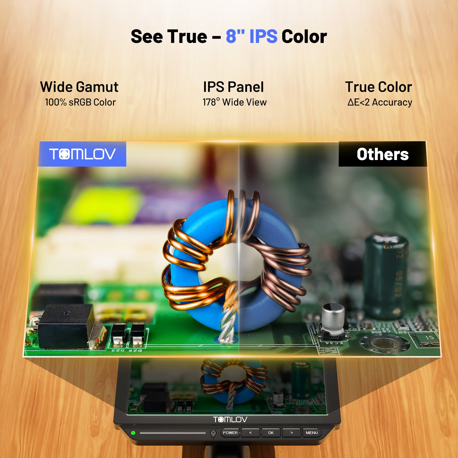 TOMLOV Autofocus 4K Digital Microscope, 8" TM4K-AF Flex Arm for Soldering