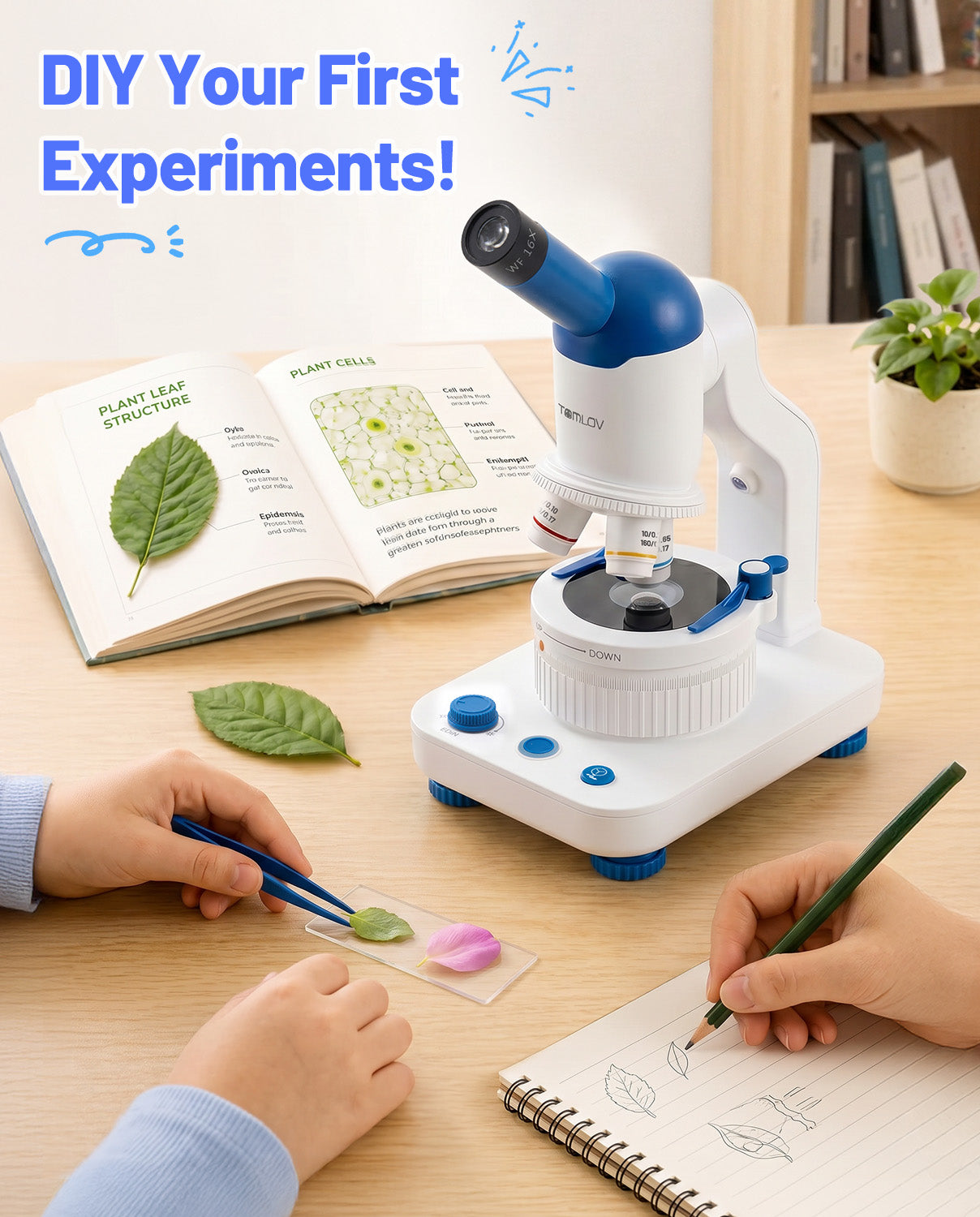 TOMLOV DM301K Microscope for Kids, 640X Educational Science Kit, STEM Toy