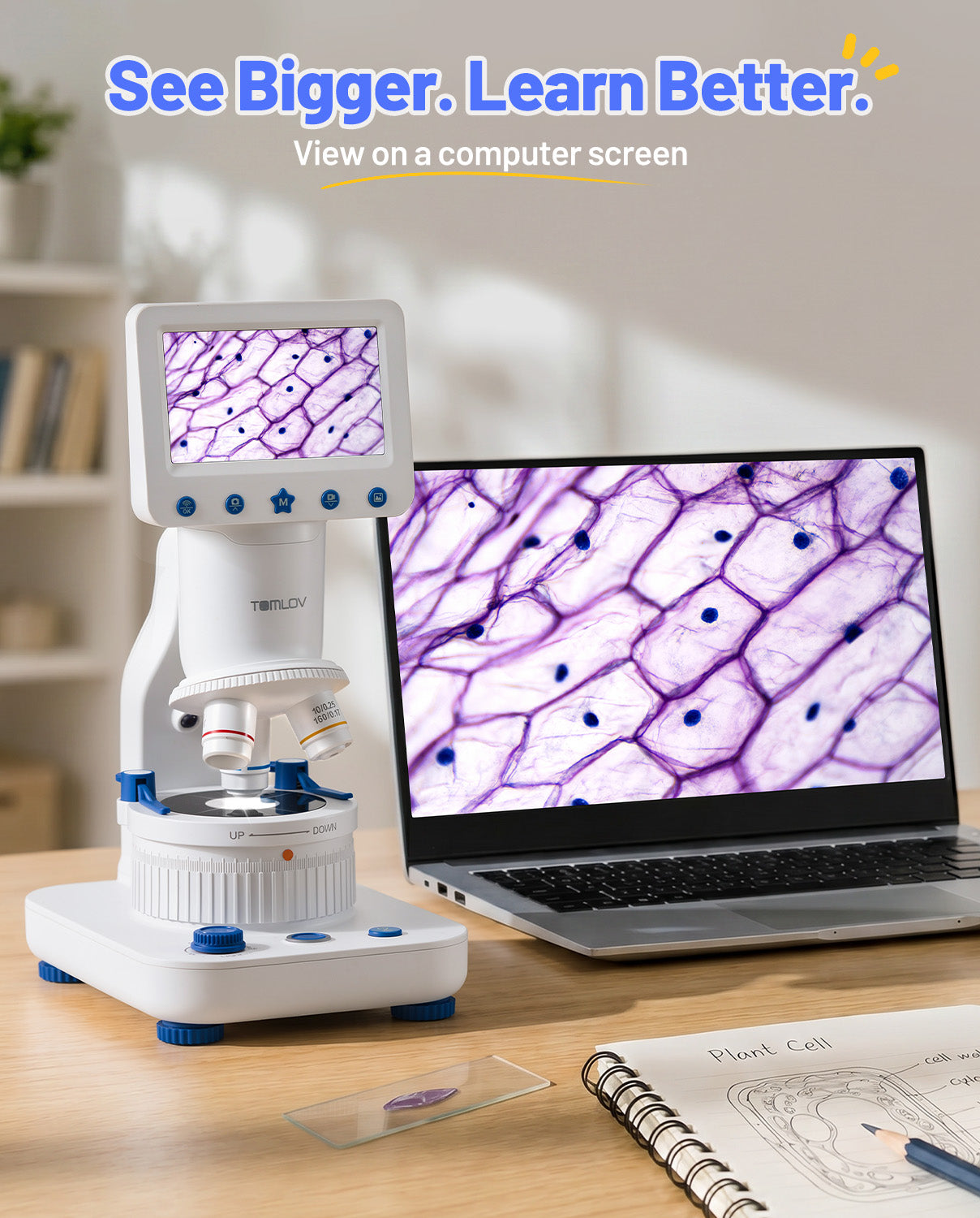 TOMLOV DM302K Microscope for Kids, 800X Science Kit, 4.3" Screen STEM Toy
