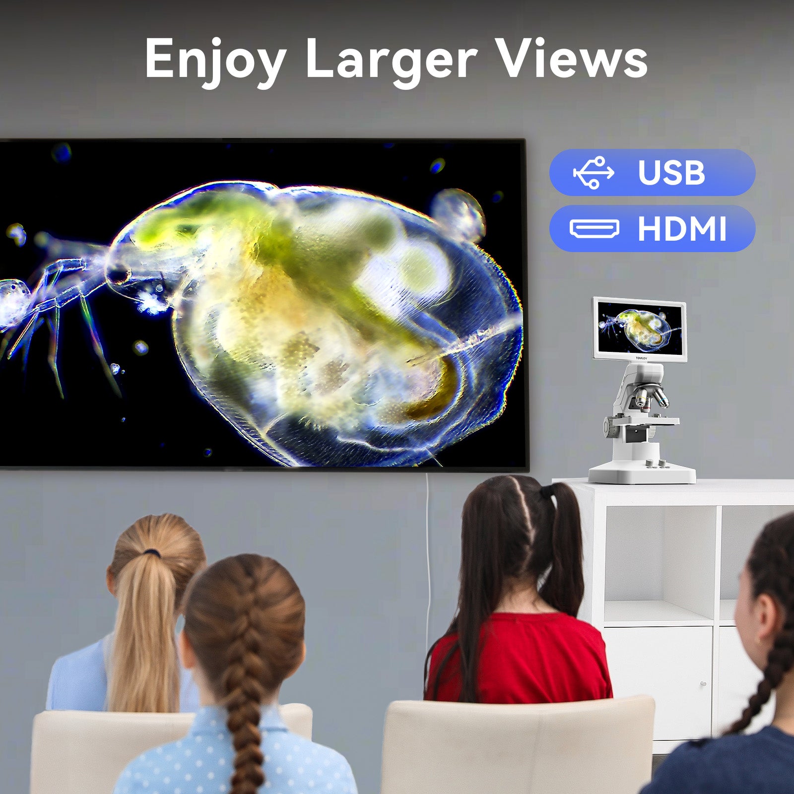 TOMLOV DM301 Pro Microscope for Kids Adults Students Digital Microscope with 7" Screen