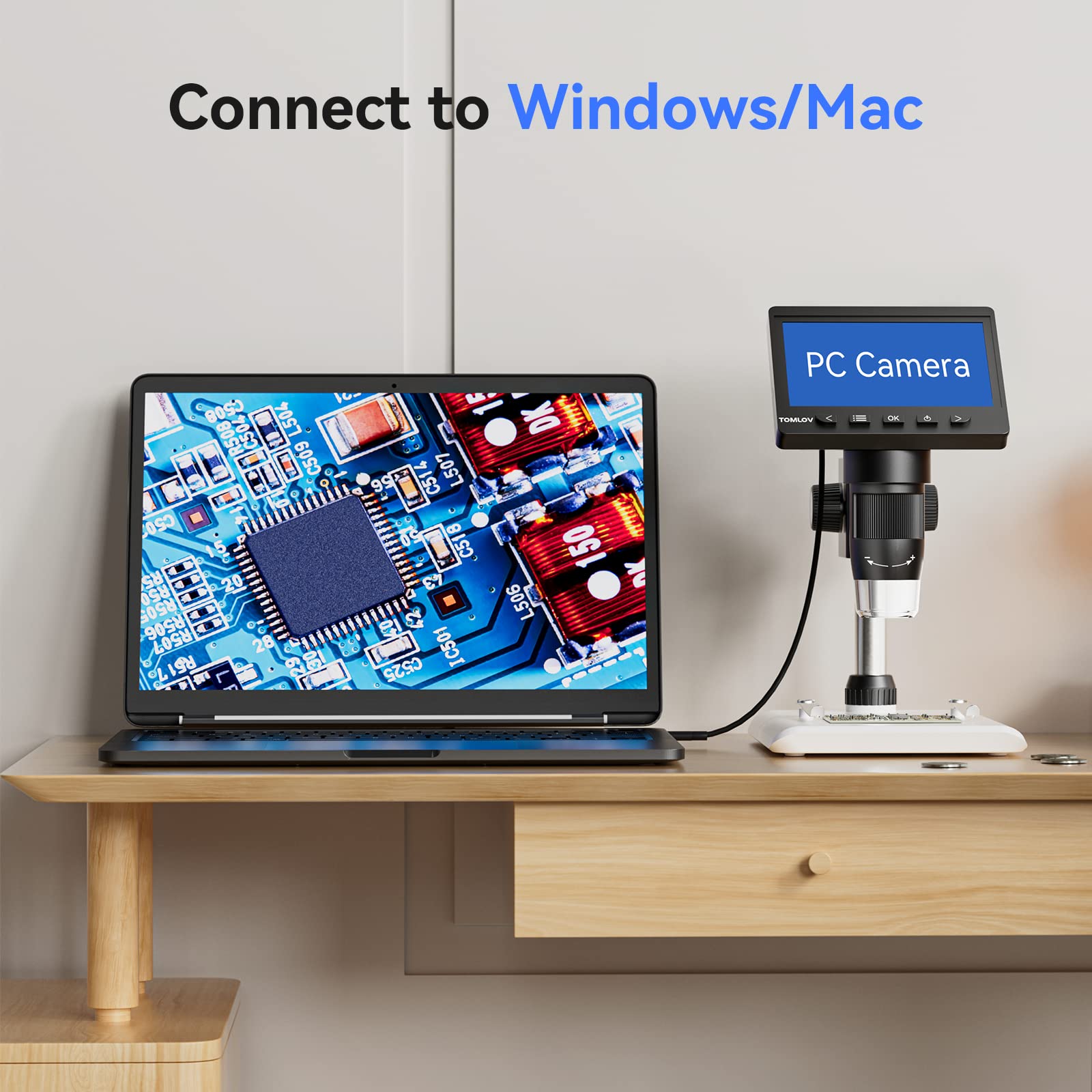 TOMLOV DM43 Coin Microscope | 4.3" LCD Digital Microscope 1000x, IPS Screen
