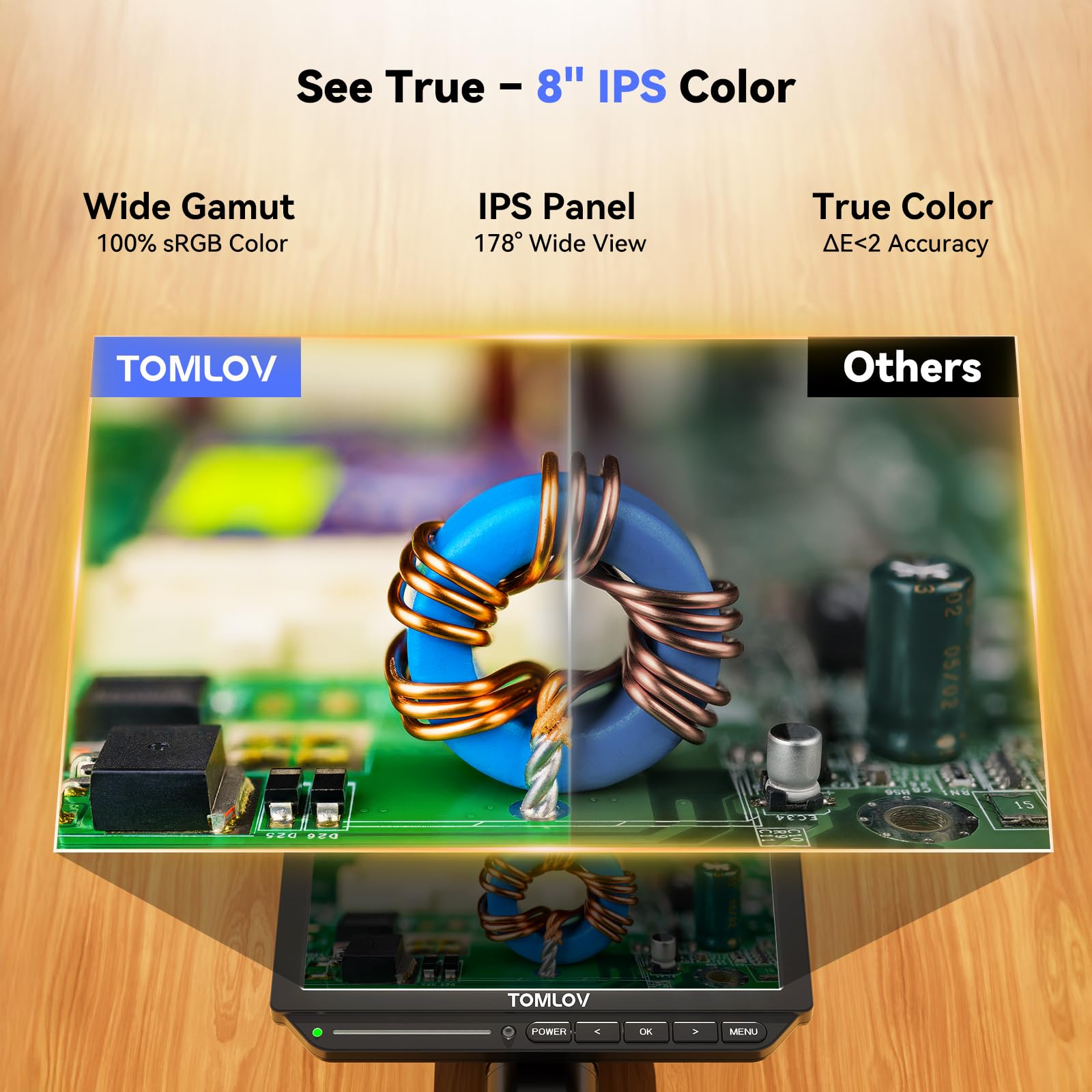 TOMLOV Autofocus 4K Digital Microscope: 8" TM4K-AF Flex Arm HDMI Micro Soldering Microscopes
