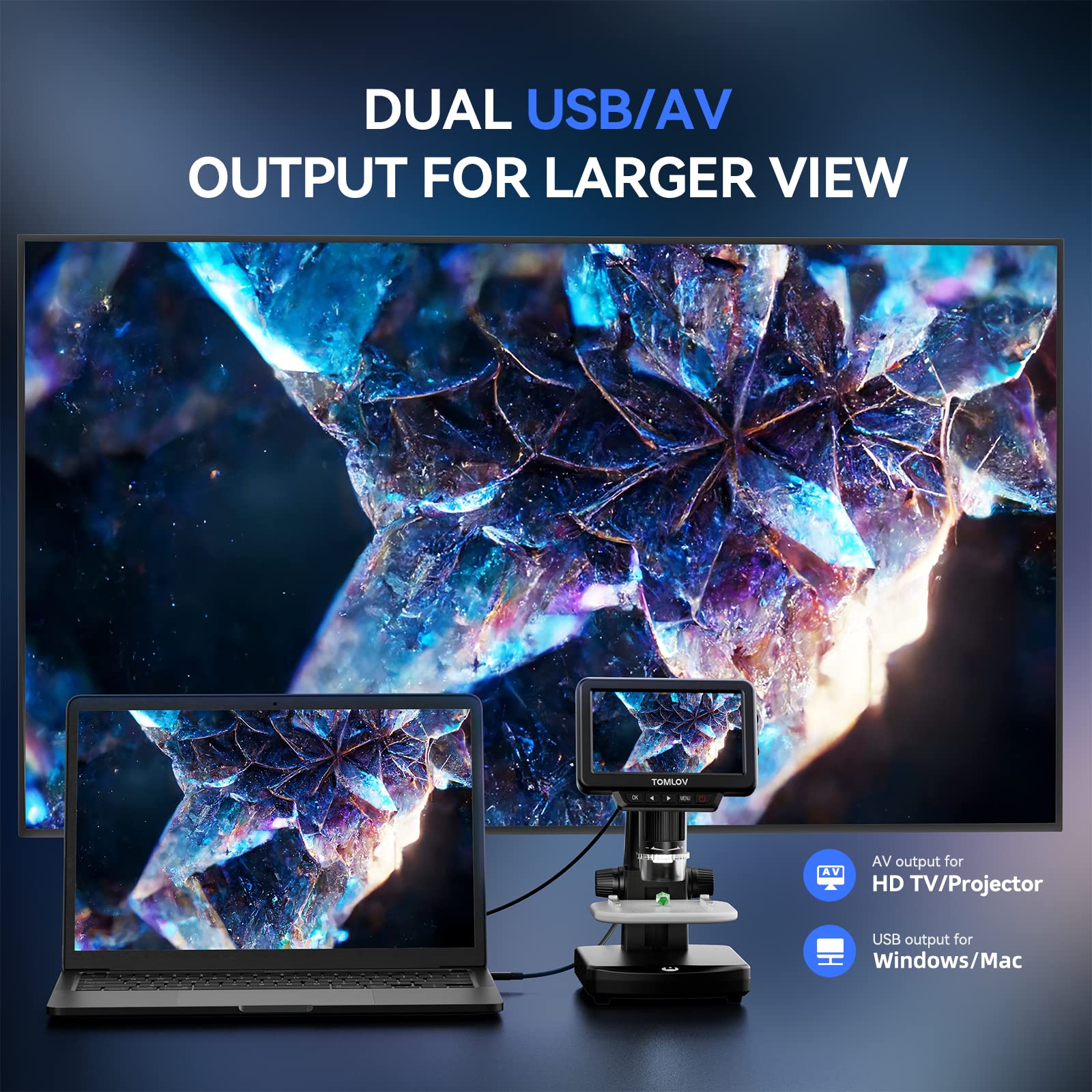 TOMLOV DM13 1000X LCD Digital Microscope, Coin Microscope with 5" IPS Screen