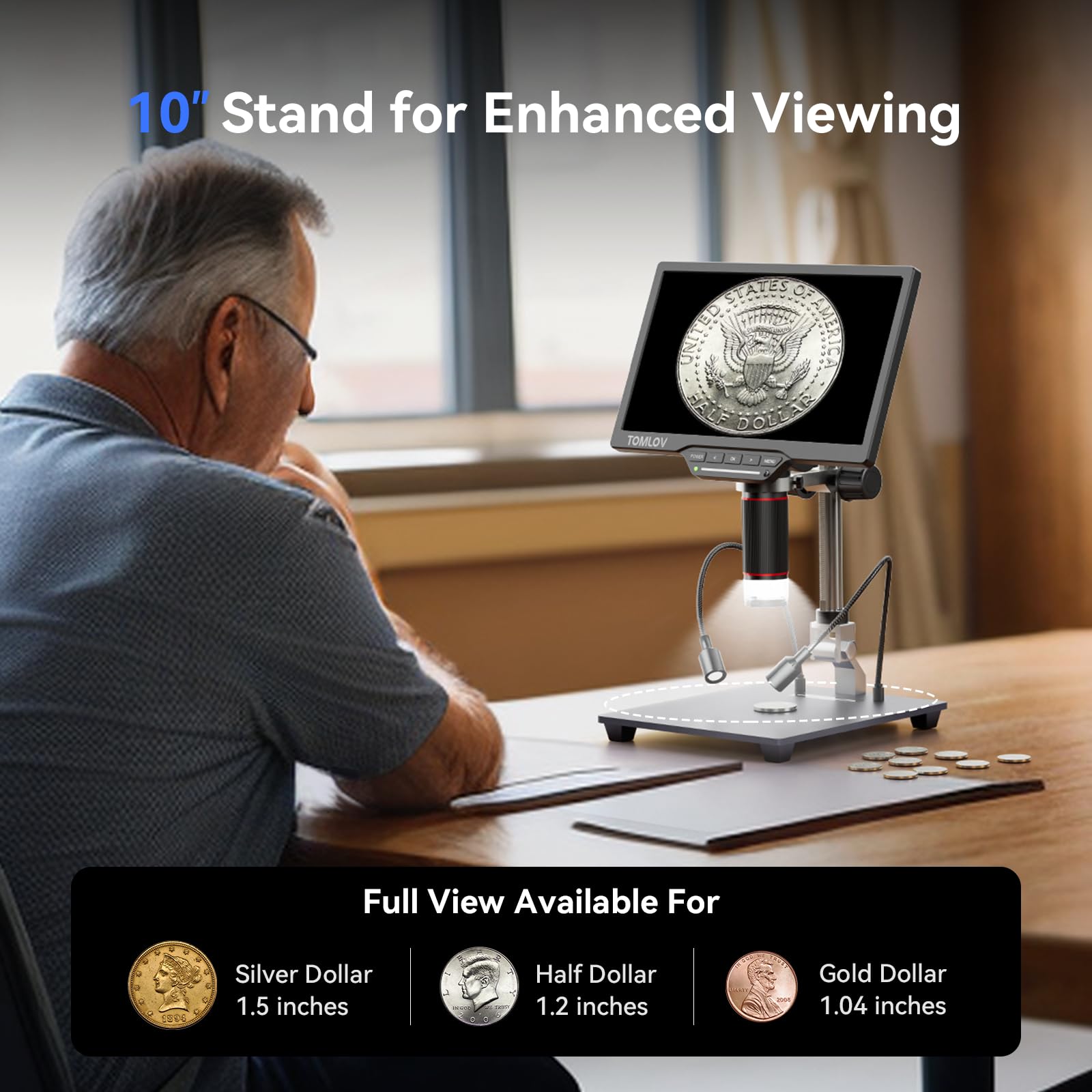 TOMLOV DM202 3K Digital Microscope: 10.1" HDMI LCD Microscope