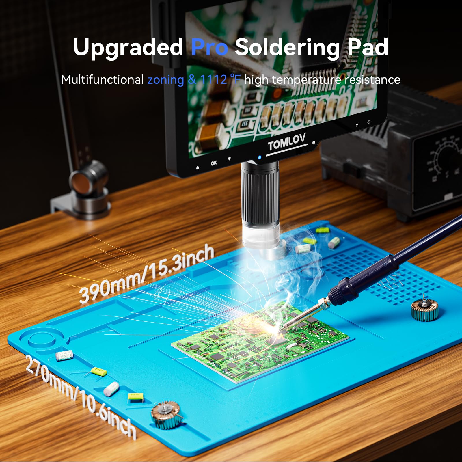 TOMLOV DM501S 2K Flexible Arm Digital Microscope, 7" Soldering Microscope 2000X