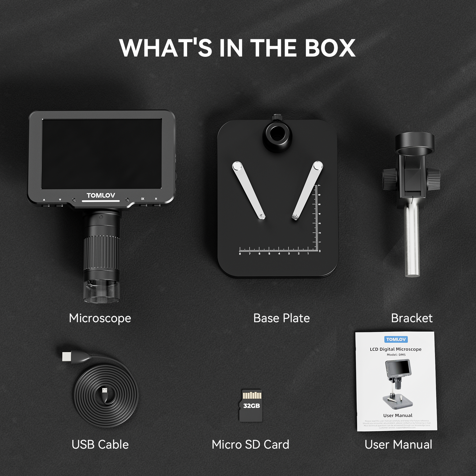 TOMLOV DM5 5’’ 1080P Coin Microscope 1000X,
