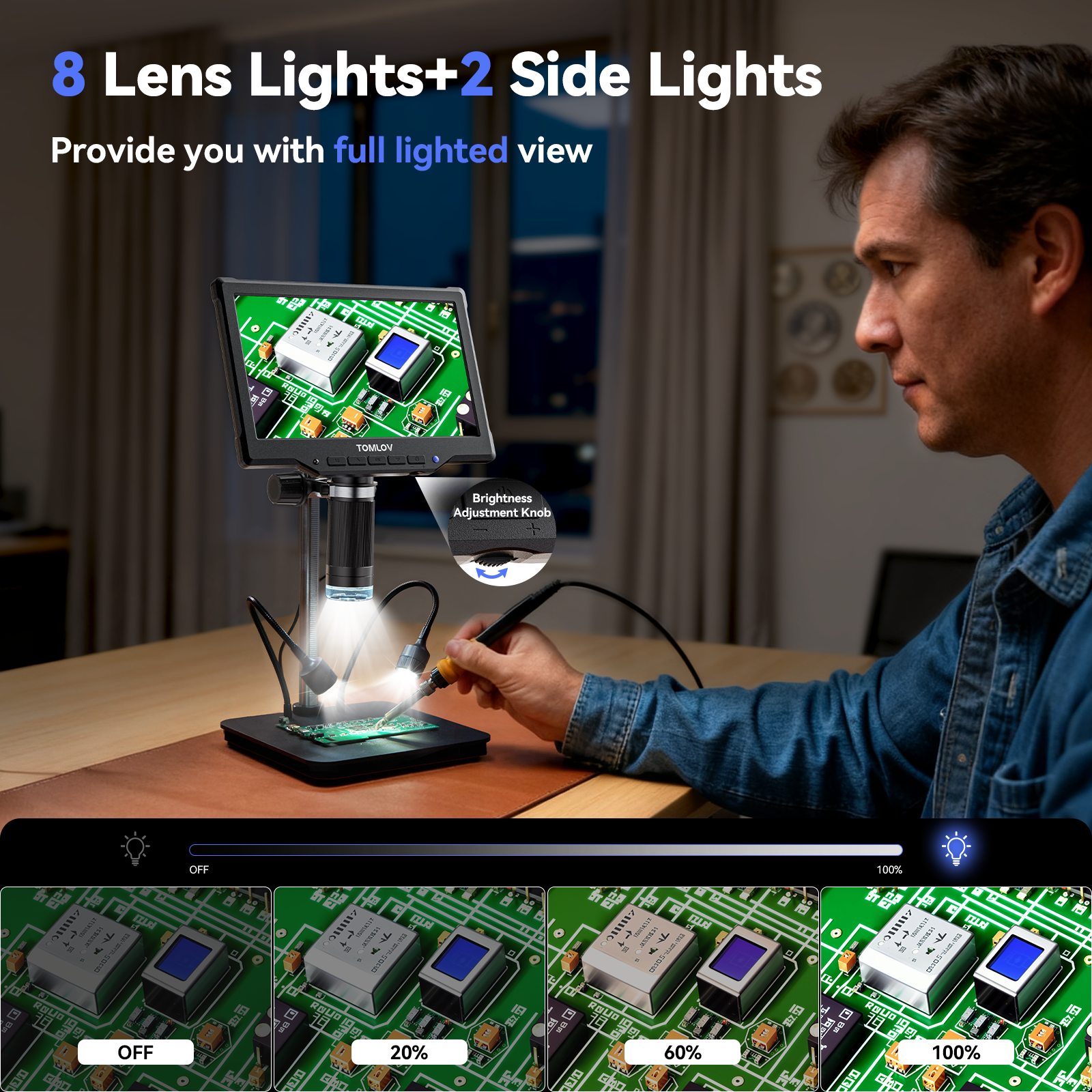 TOMLOV DM10 10.1" 1080P 1200X HD IPS Coin Microscope