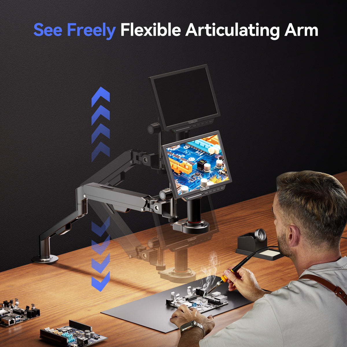 TOMLOV AM06 Flexible Boom Arm Stand for Digital Microscopes