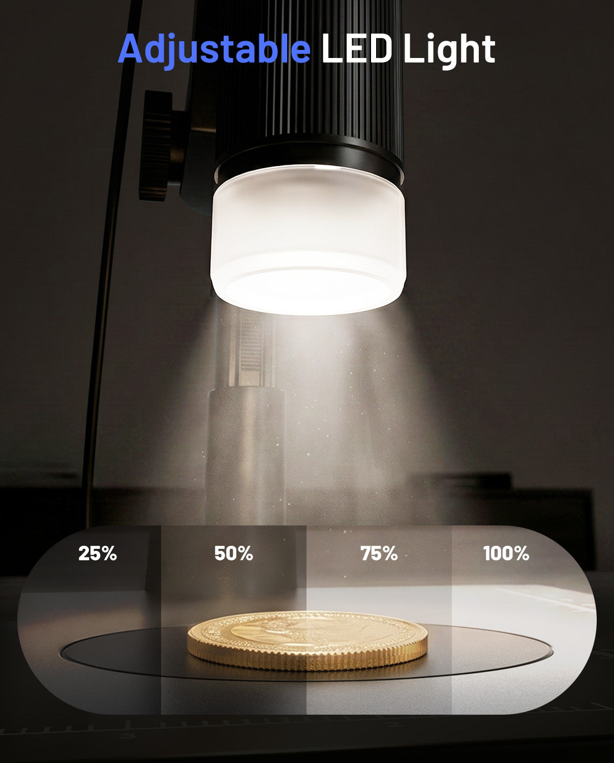 TOMLOV DM4W Max 2K Coin Microscope with Built-in Scale, 7" Full Coin View