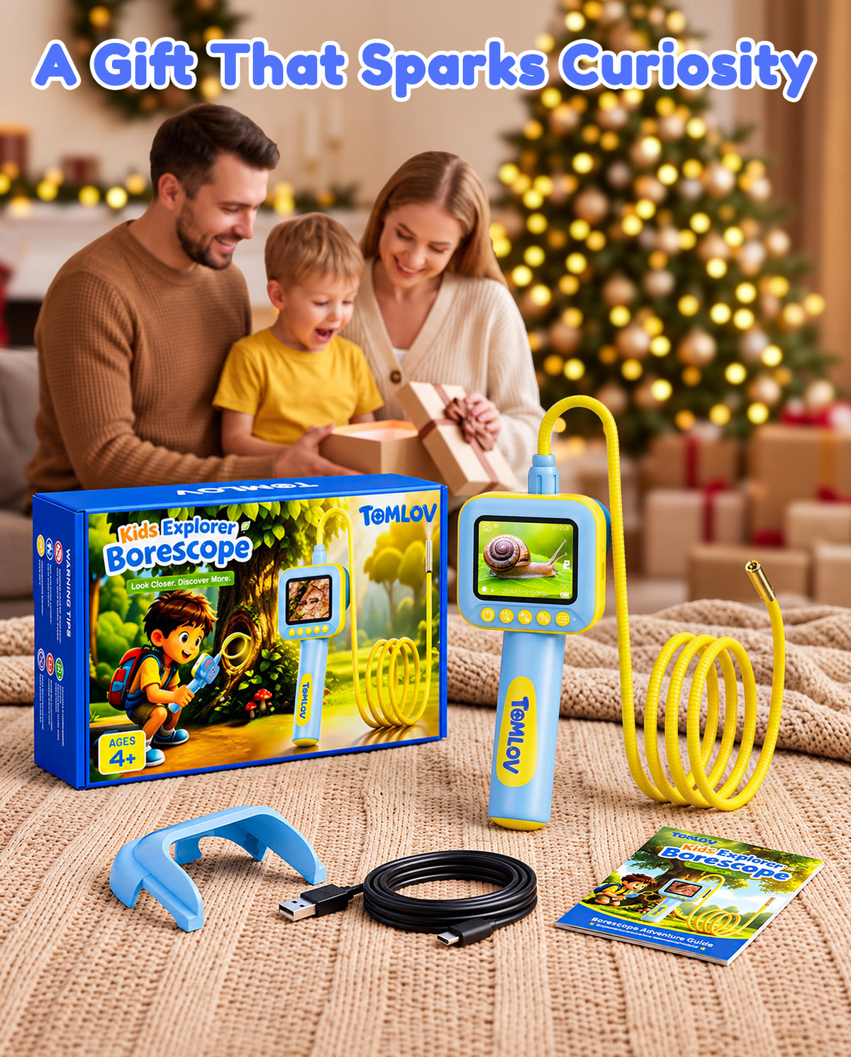 【NEW】TOMLOV S50 Microscope for Kids, Kids Borescope Camera with Light, STEM Toy