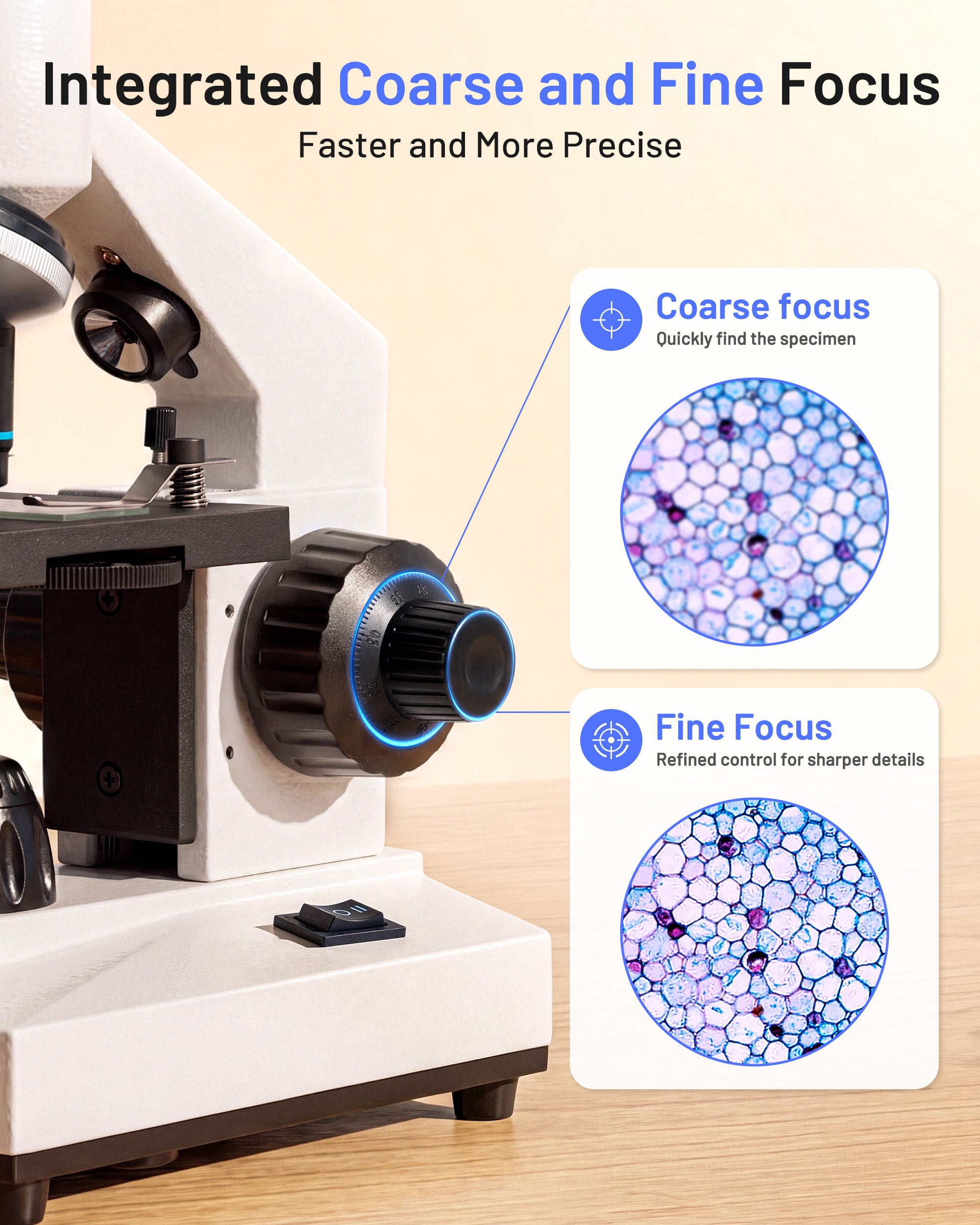 【NEW】TOMLOV Compound Microscope with Coarse & Fine Focus for Students, 40X-2000X