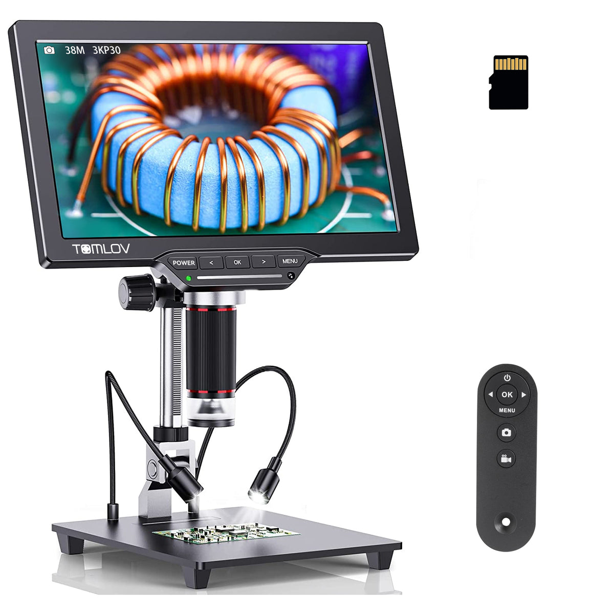 TOMLOV DM202 3K Digital Microscope, 10.1" HDMI Coin Soldering Magnifier