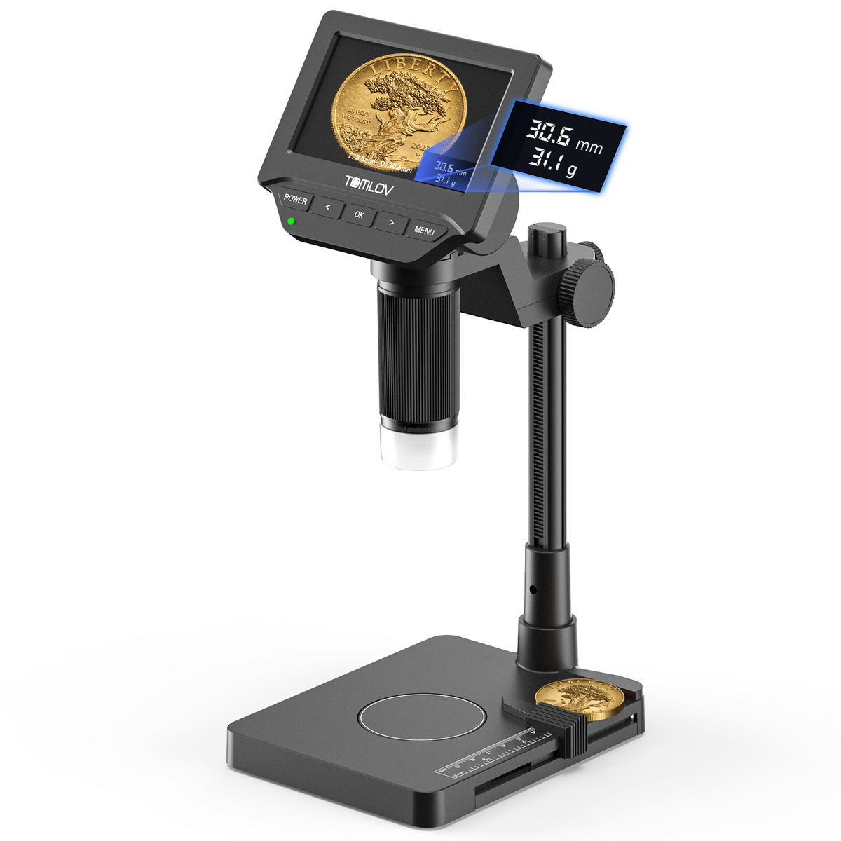 【NEW】TOMLOV DM4WM Full Coin Scale Microscope: 4.3" Digital Caliper Microscopes