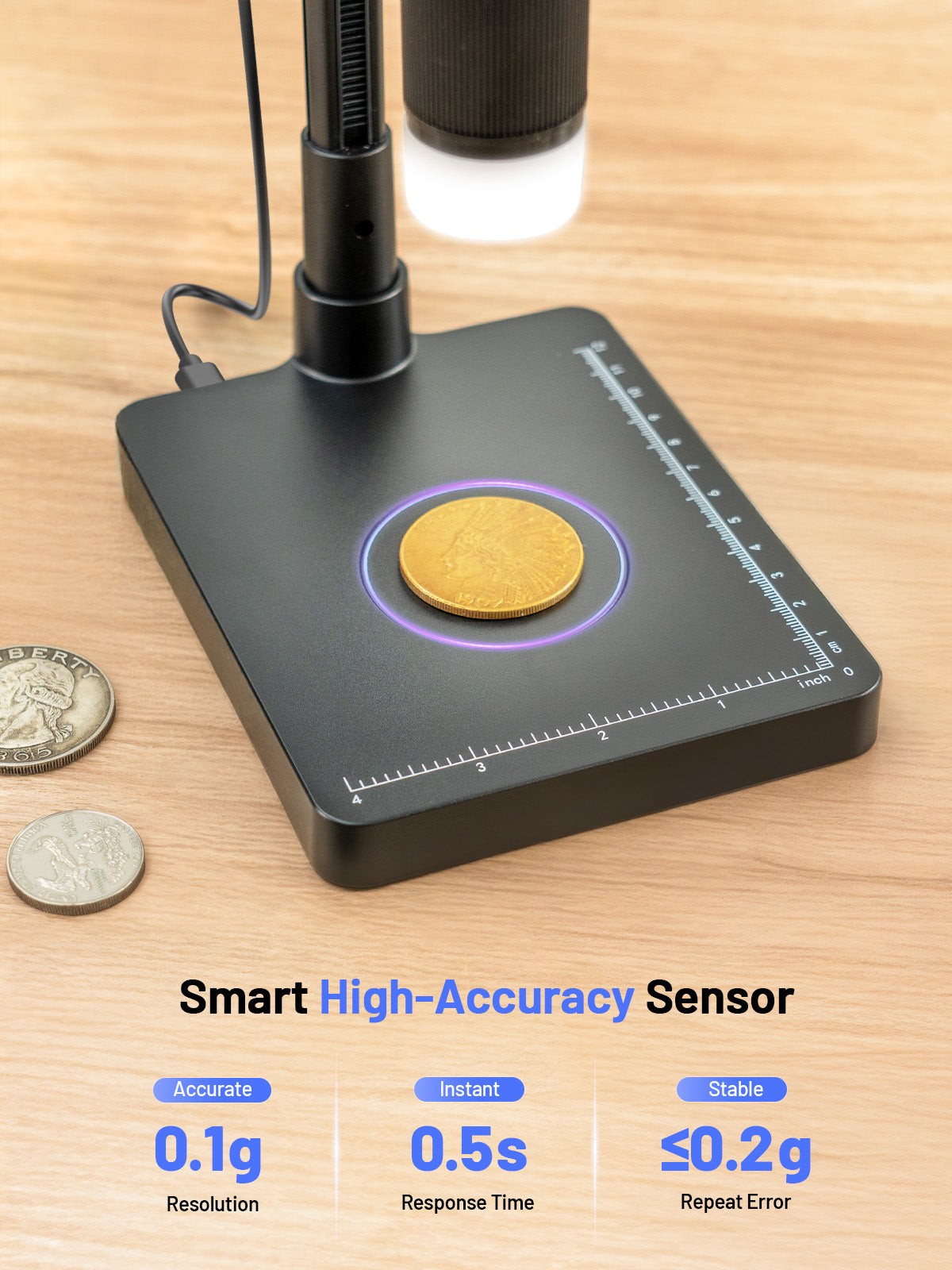 TOMLOV DM4W Digital Coin Microscope with Built-in Weighing Scale, 4.3-Inch