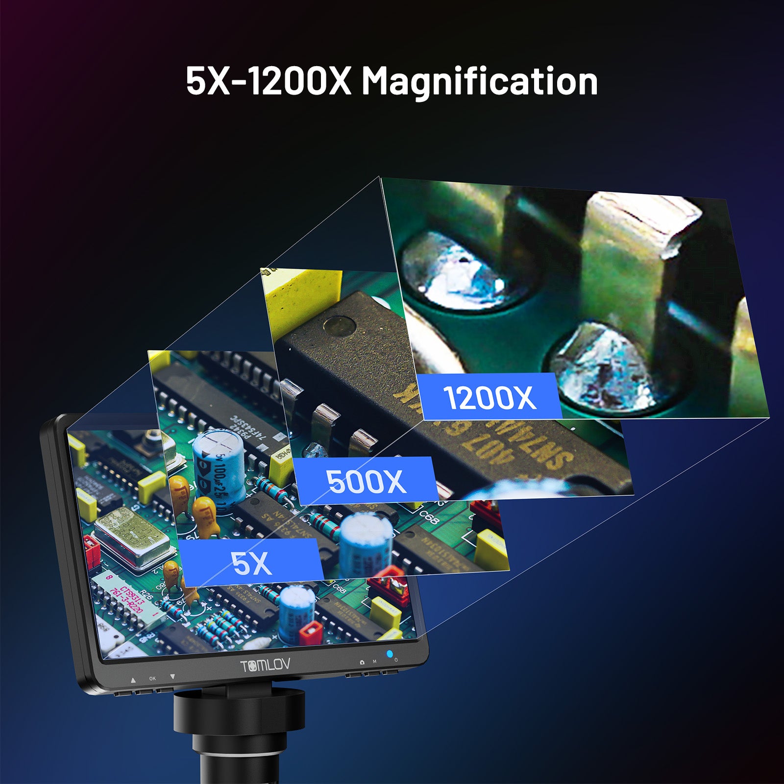 TOMLOV DM9 7" Microscopio Digital LCD 1200X