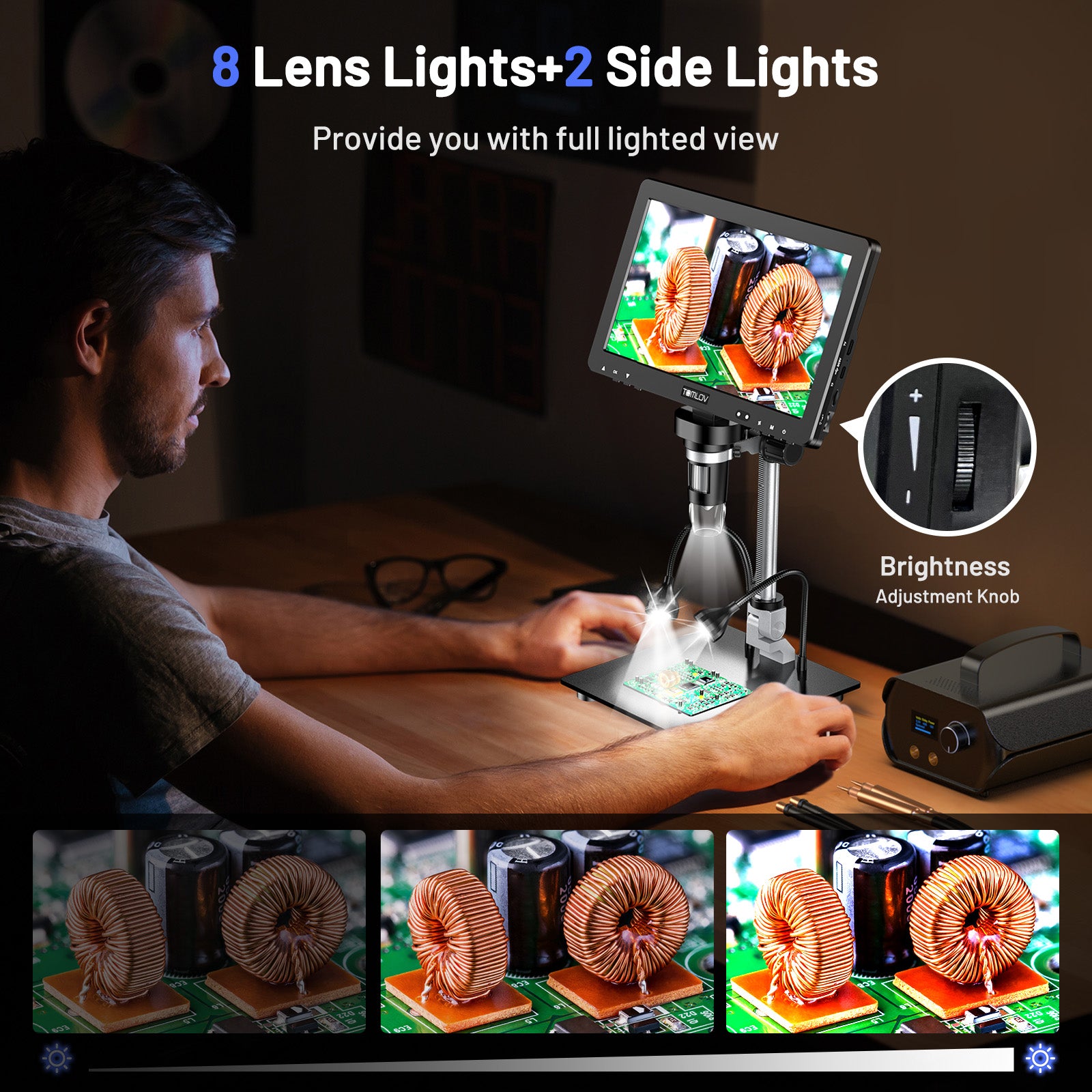 TOMLOV DM9 Max Digital Coin Microscope, Full Coin View, 10.1" IPS Screen