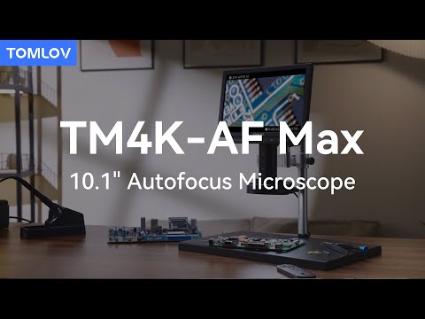 Video TOMLOV 4K Autofocus Microscope TM4K-AF Max, 10.1" HDMI Digital Microscope with Spin Flex Arm, Micro Soldering Microscope for Electronics Repair