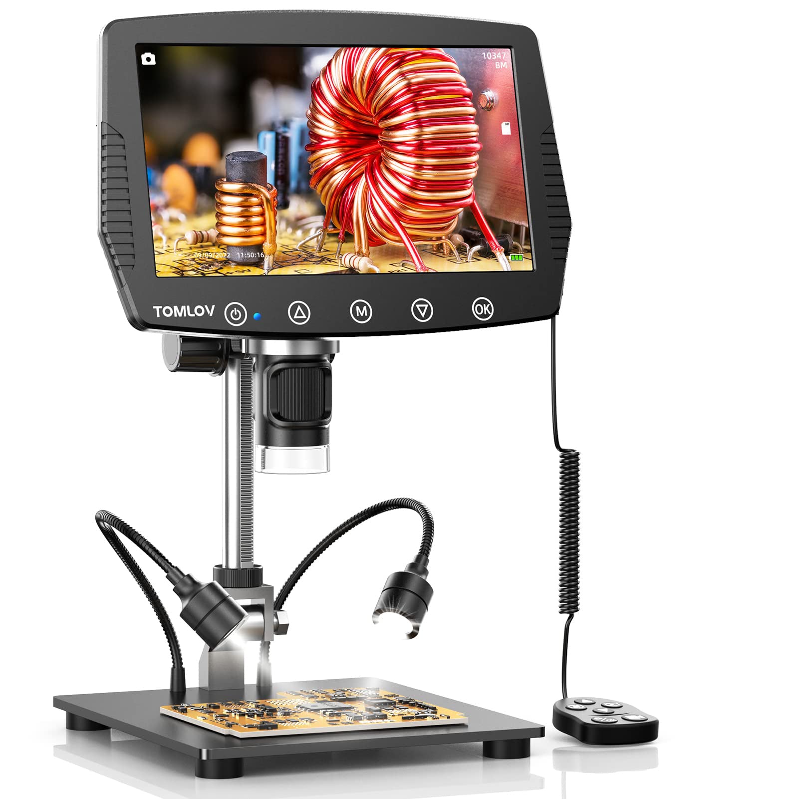 TOMLOV 10 HDMI Digital Microscope with Polarizer lens Coin Microscope Full  View