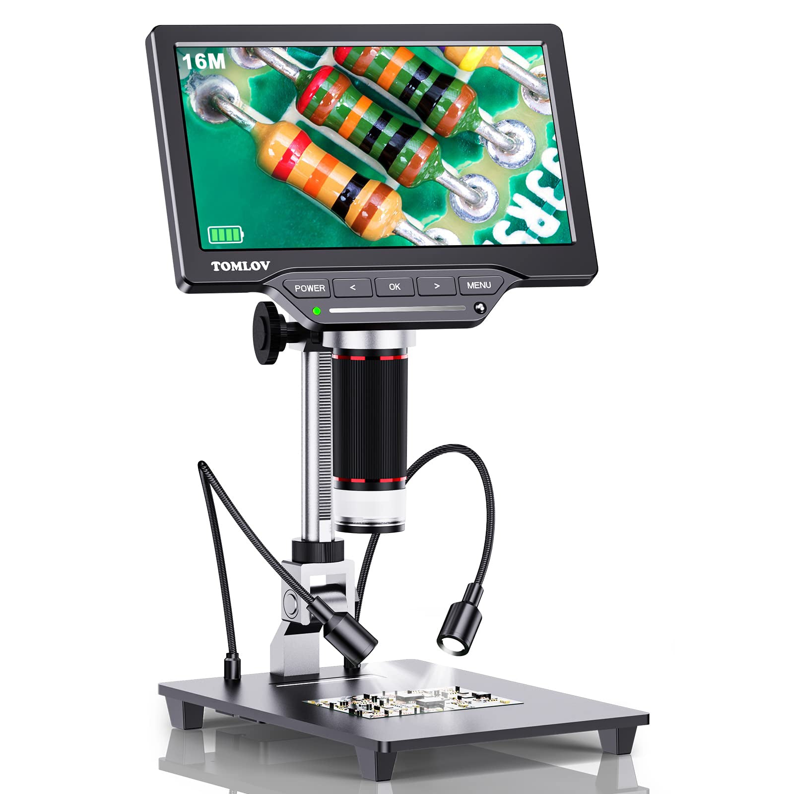 TOMLOV DM201 Digital Microscope, 7 inch HDMI Microscope with Screen