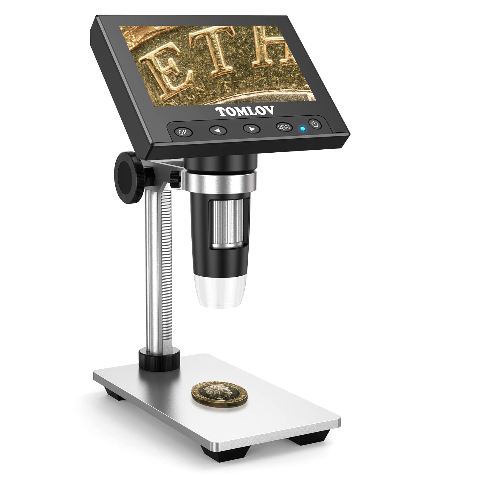 TOMLOV DM4 Coin Microscope, 4.3" LCD digital microscope