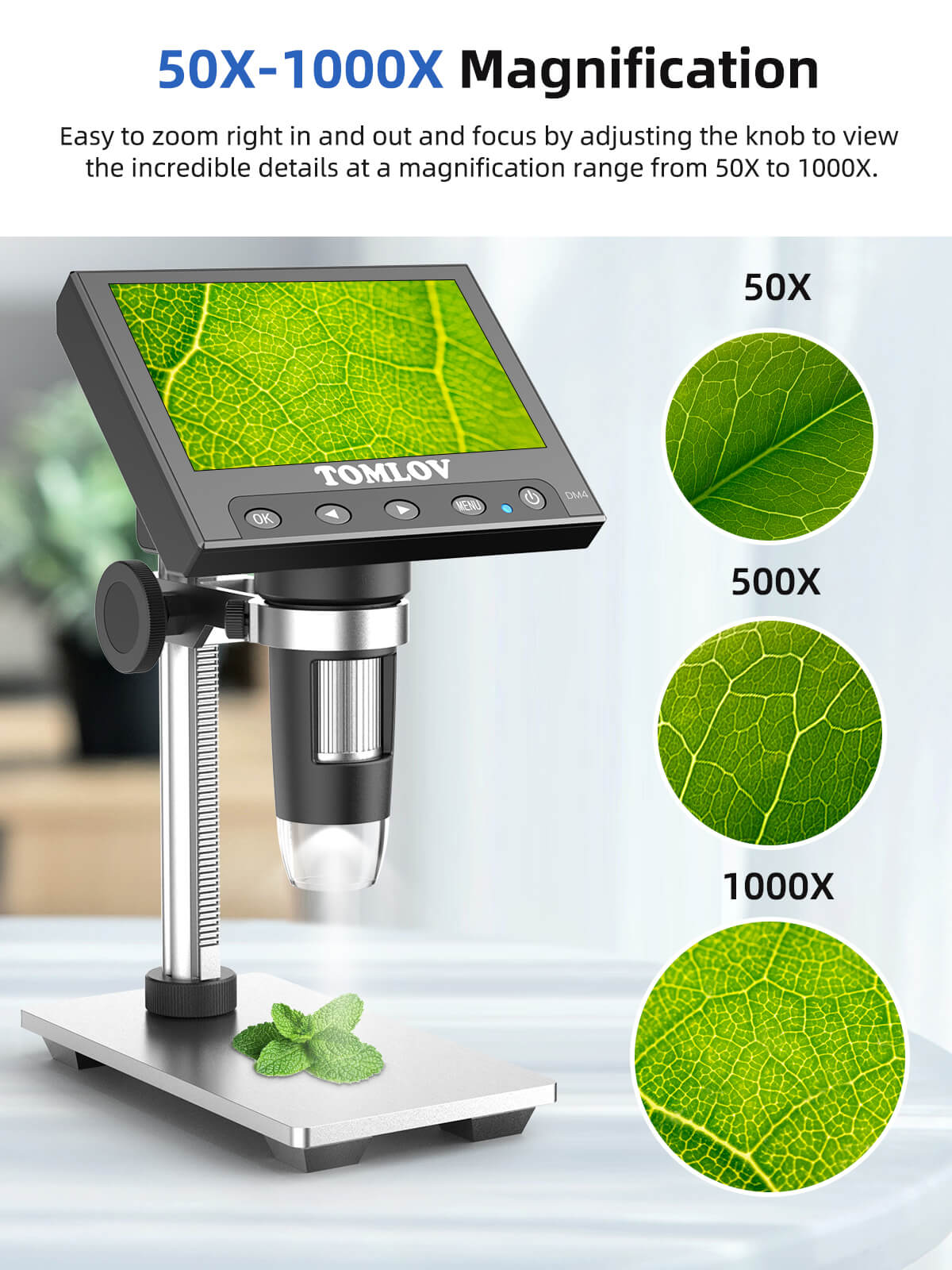 TOMLOV DM4 Coin Microscope, 4.3" LCD digital microscope