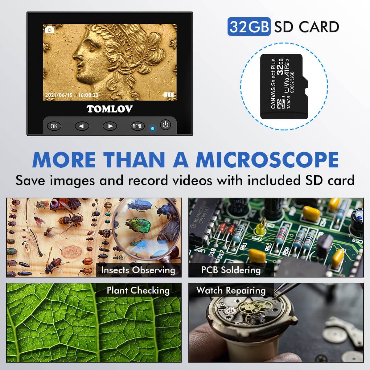 TOMLOV DM4S Microscope 4.3" LCD Digital Microscope