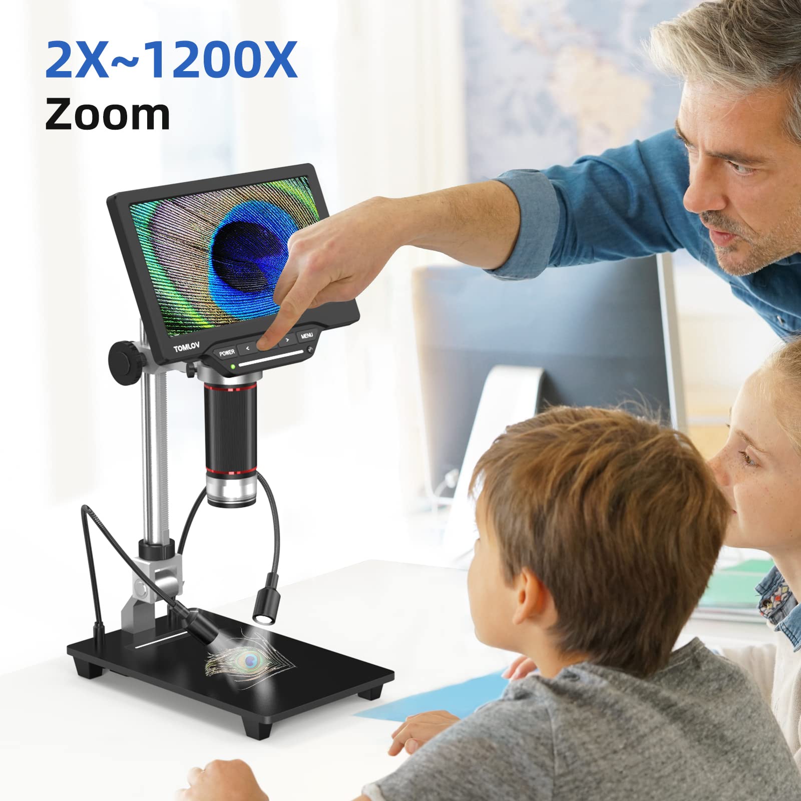 TOMLOV DM201 Digital Microscope, 7 inch HDMI Microscope with Screen