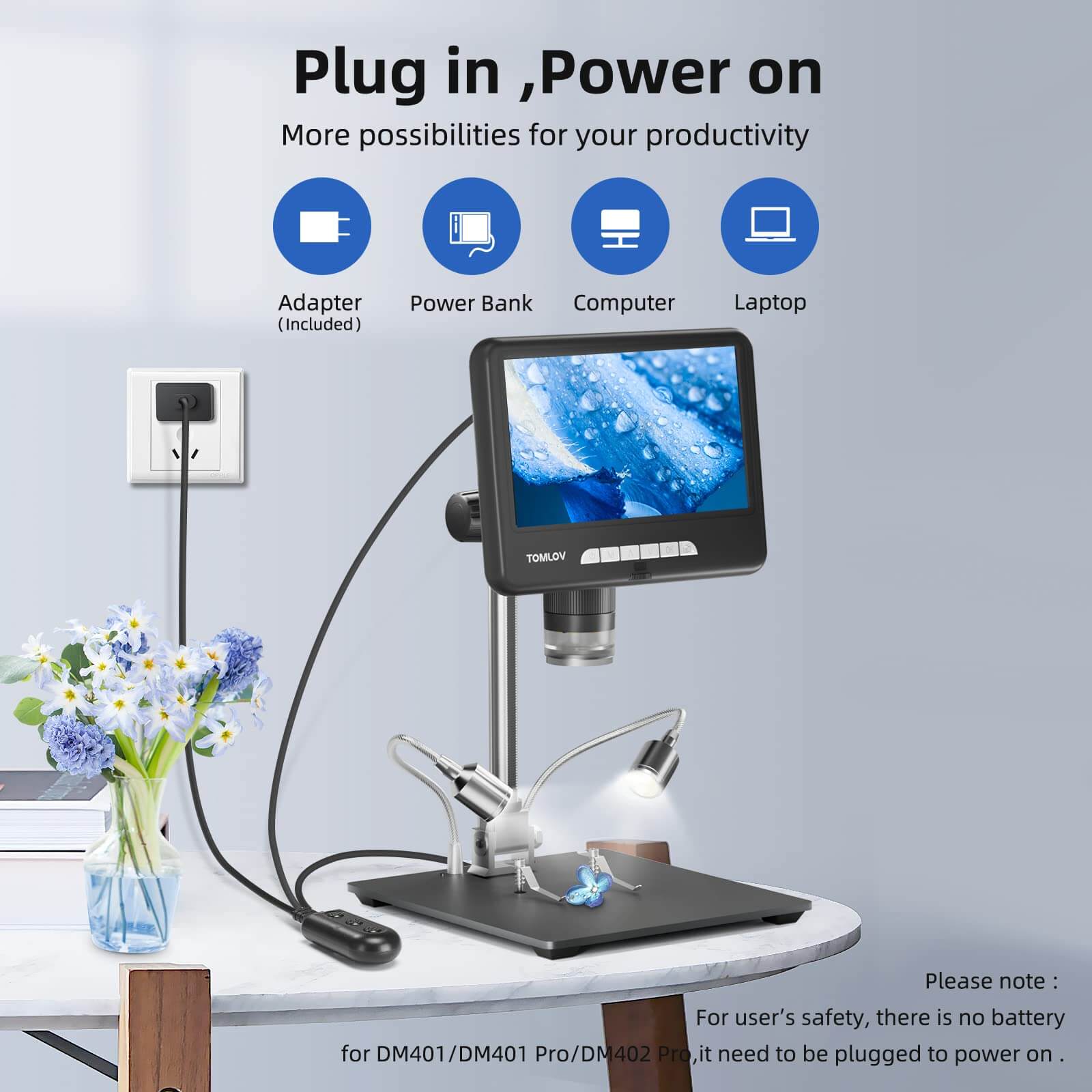 TOMLOV DM401 Digital Microscope 1200x 2K LCD Microscope