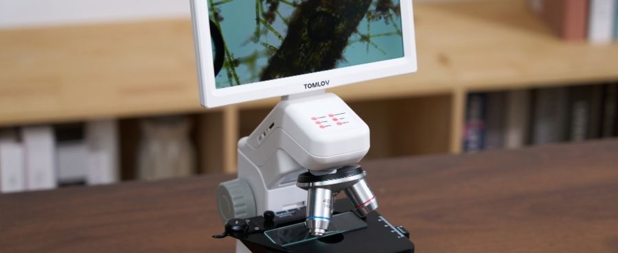 Close-up of TOMLOV DM301 Max Digital Microscope.