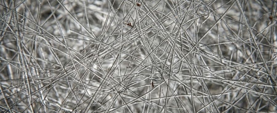 Fiberglass under a microscope.