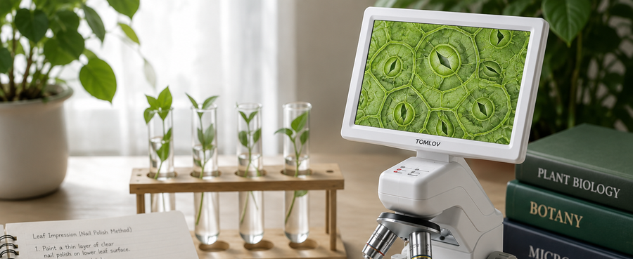 Plant stomata viewed with a TOMLOV digital microscope
