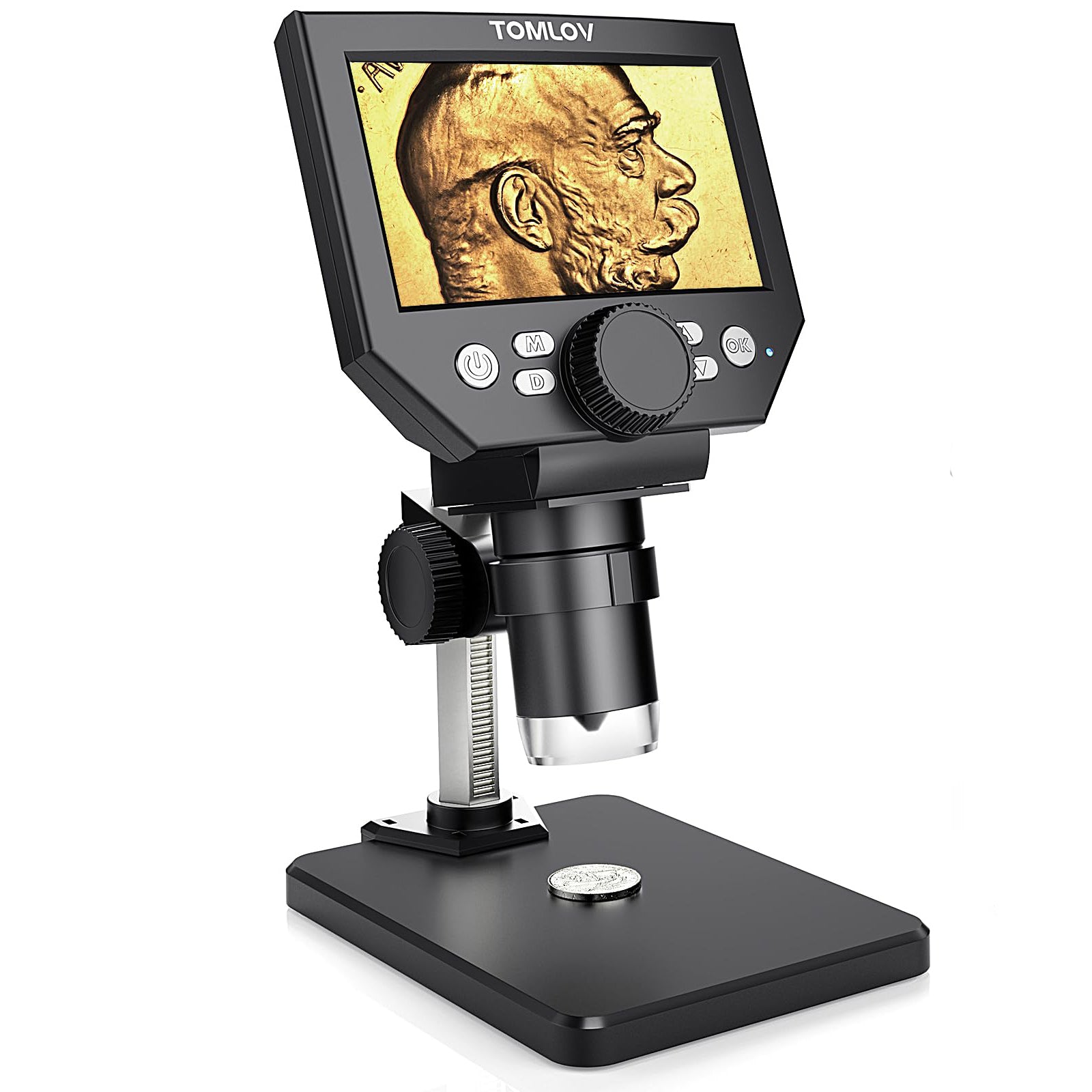 TOMLOV DM4 Lite Coin Microscope LCD Digital Microscope 1000X 4.3 inch