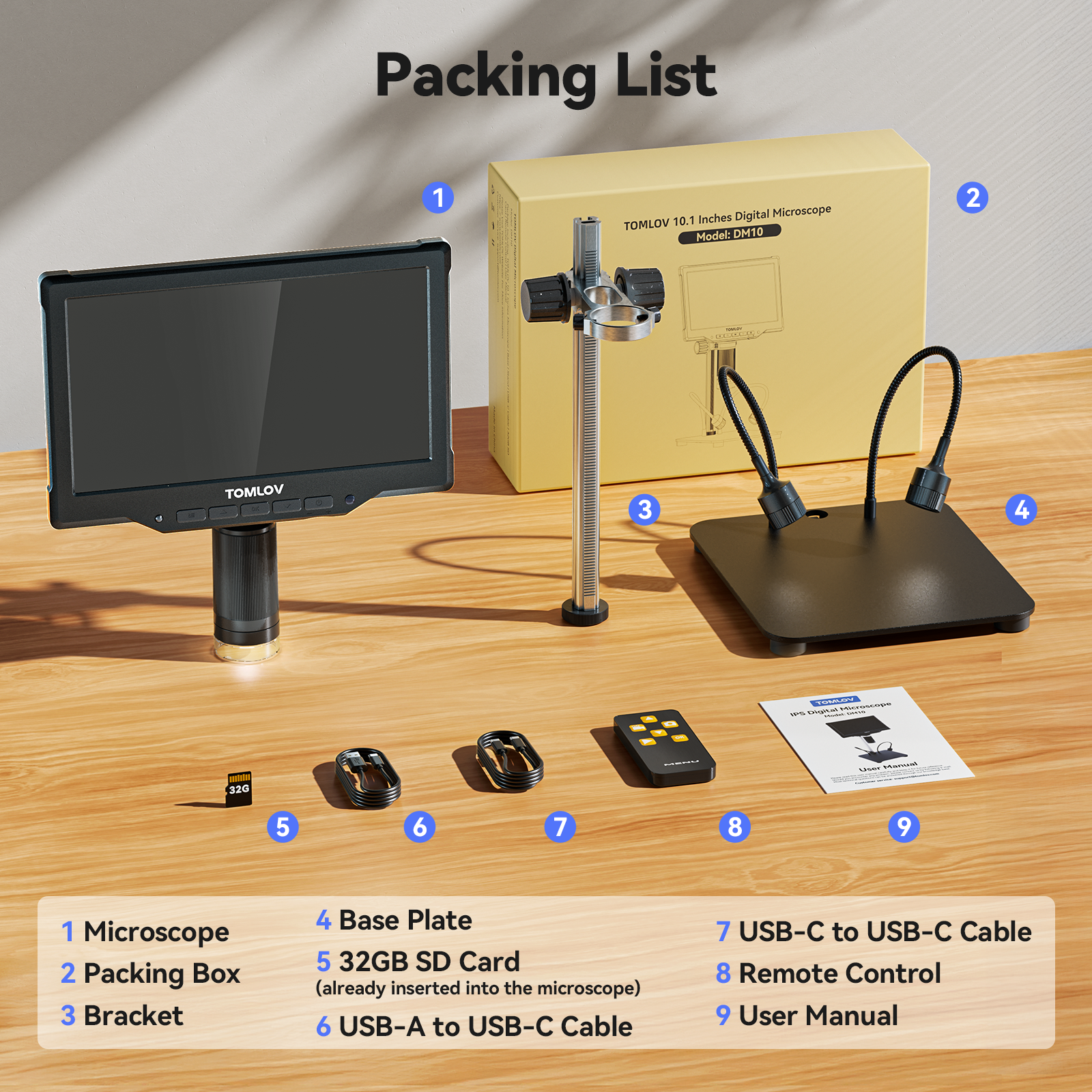 TOMLOV DM10 10.1" 1080P 1200X HD IPS Coin Microscope