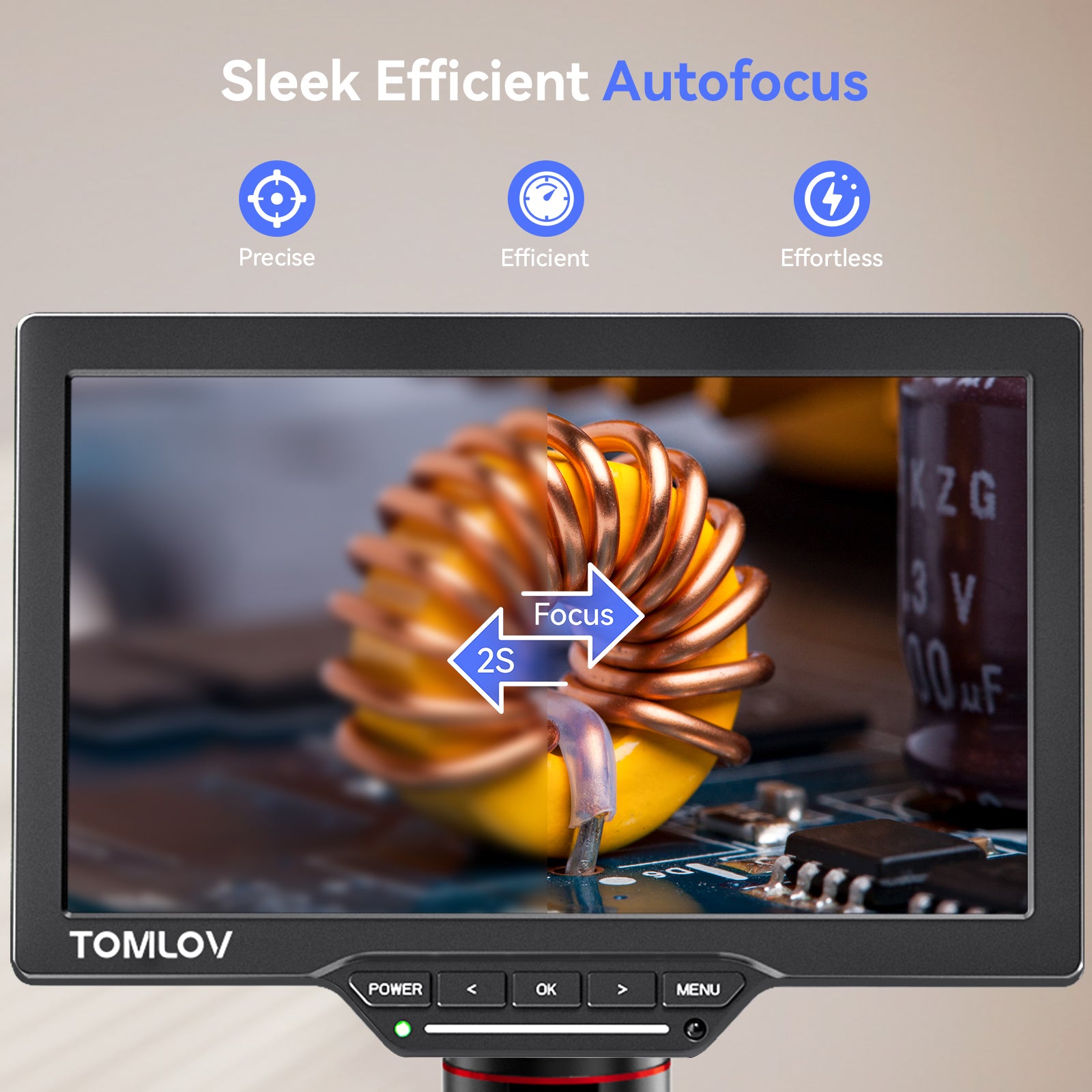 TOMLOV TM3K-AF Autofocus Digital Microscope 3K Flex Arm HDMI Microscope with Screen