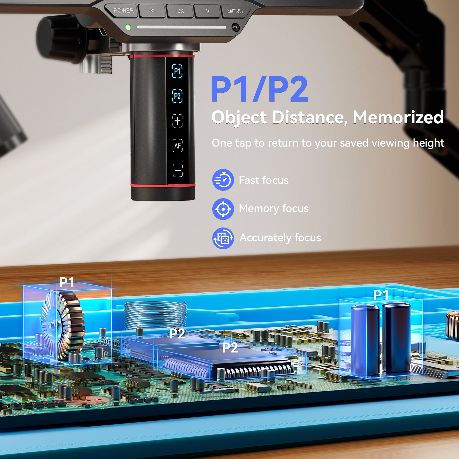 TOMLOV TM3K-AF Autofocus Digital Microscope 3K Flex Arm HDMI Microscope with Screen