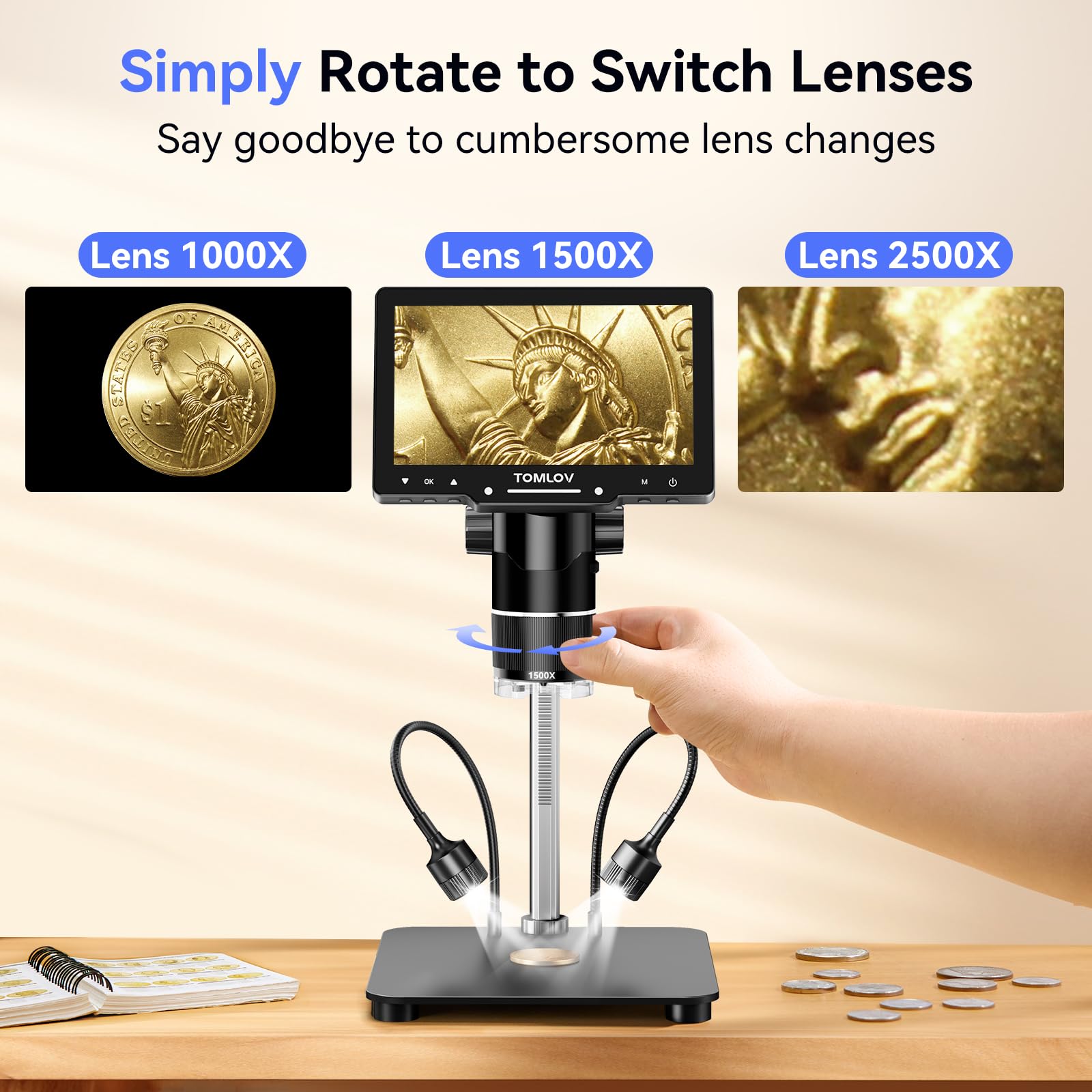 TOMLOV TriL107 3-Lens Digital Microscope