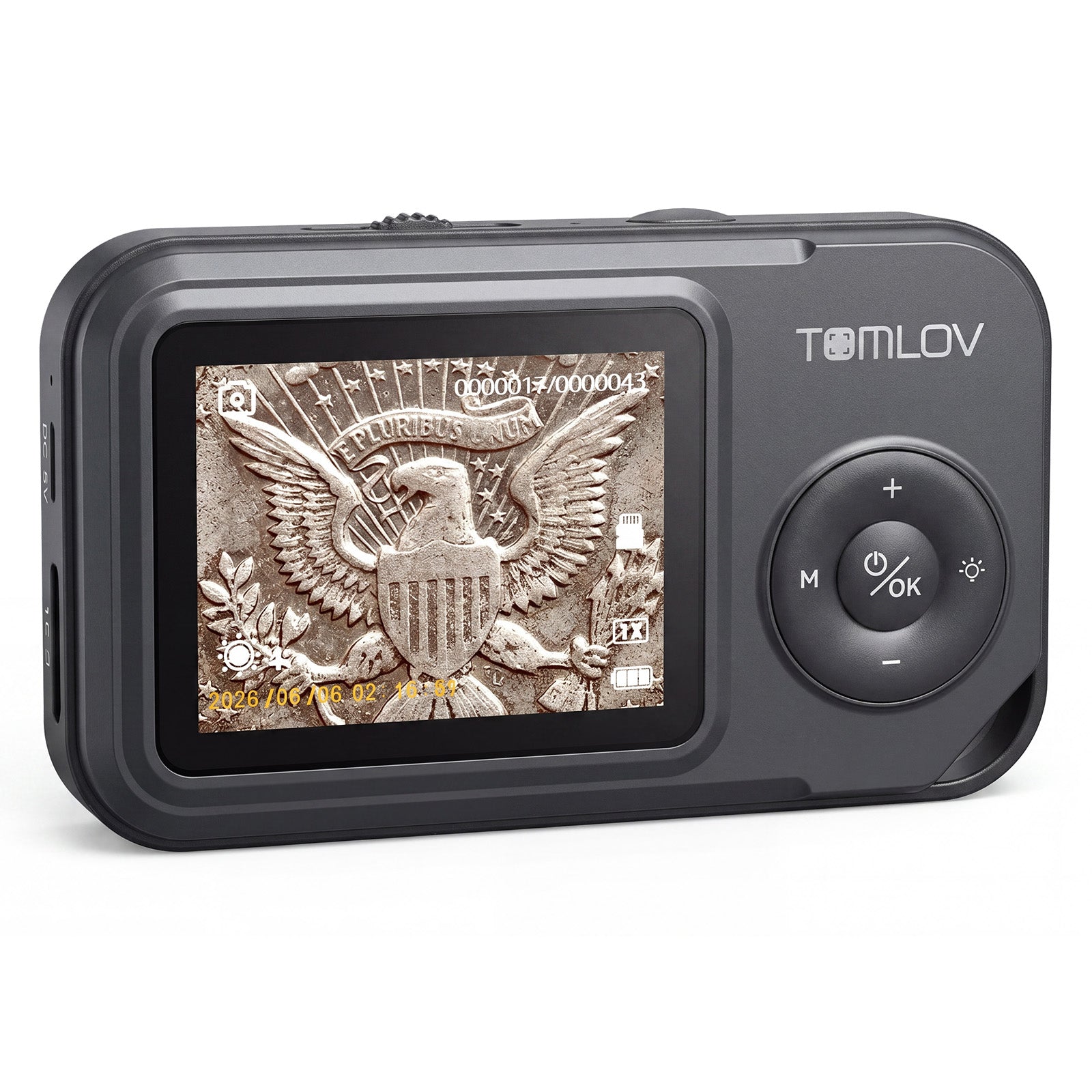 TOMLOV P50 Digital Microscope Handheld: Adjustable Focus Coin Microscope with 2.4" IPS Screen, Trichome Portable Magnifying Glass with Light, Jewelry Loupe for Adults, Windows/Mac Compatible