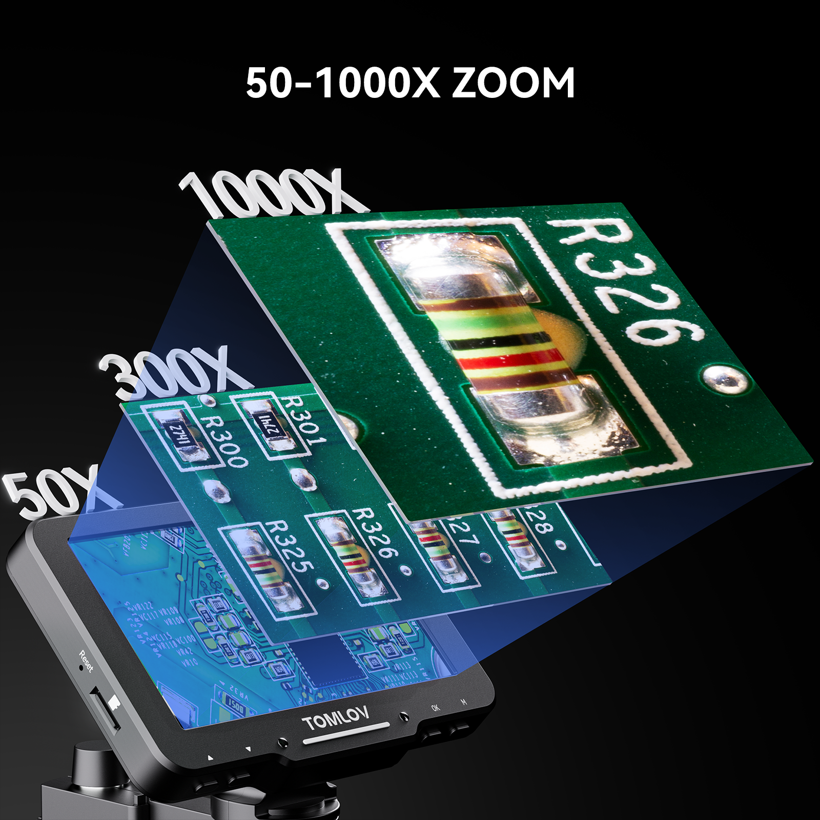 TOMLOV DM5 5’’ 1080P Coin Microscope 1000X,
