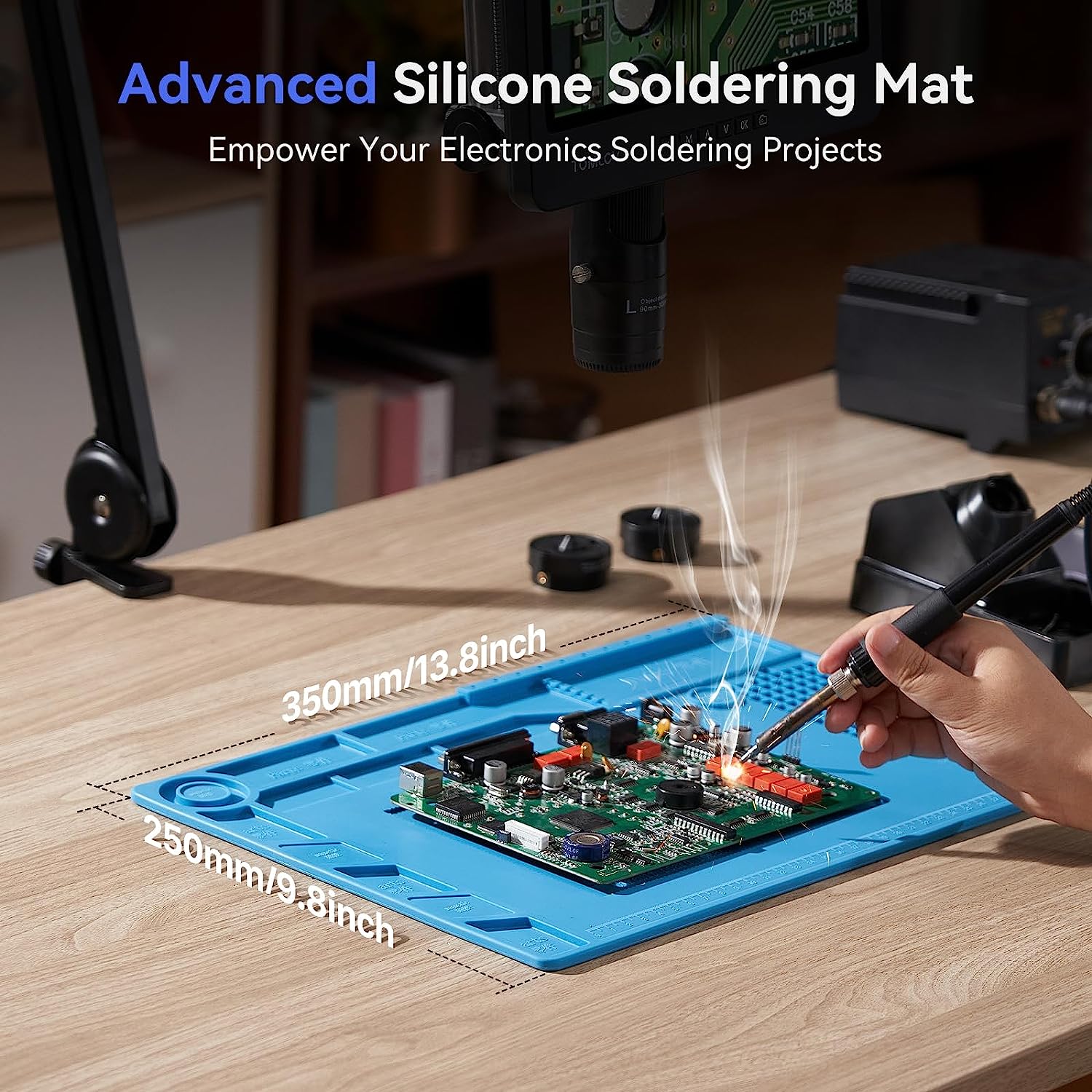 TOMLOV DM602 Flex Digital Microscope 2000x – 10" HDMI Soldering Microscope With 3 Lenses And Flexible Arm