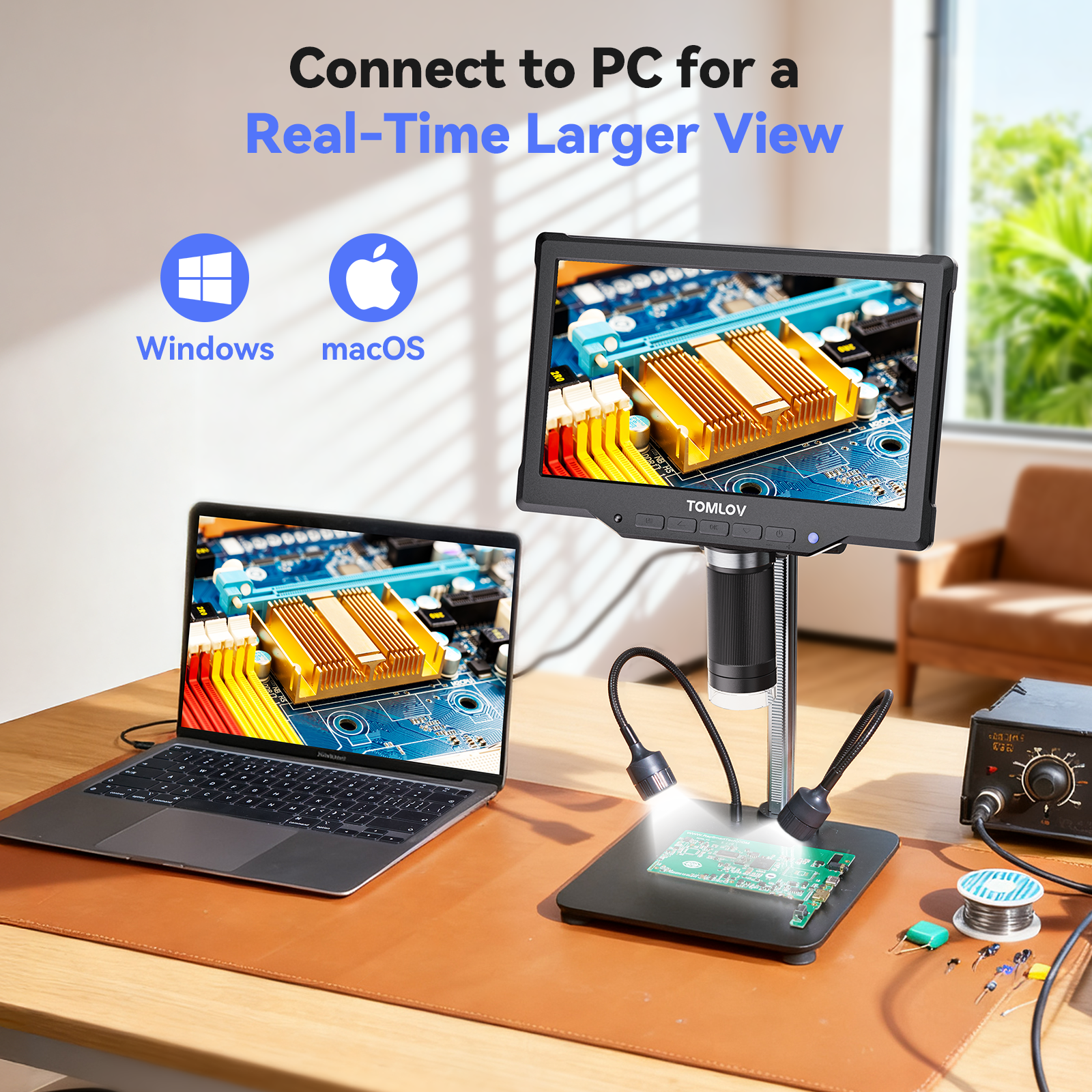 TOMLOV DM10 10.1" 1080P 1200X HD IPS Coin Microscope