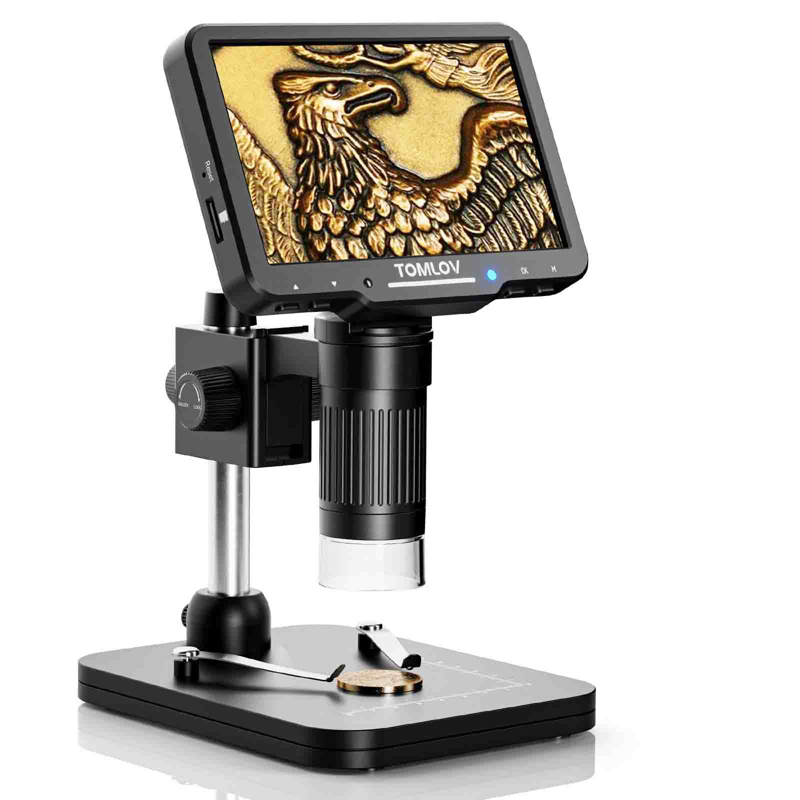 TOMLOV DM5 5'' 1080P Microscopio de Monedas 1000X,