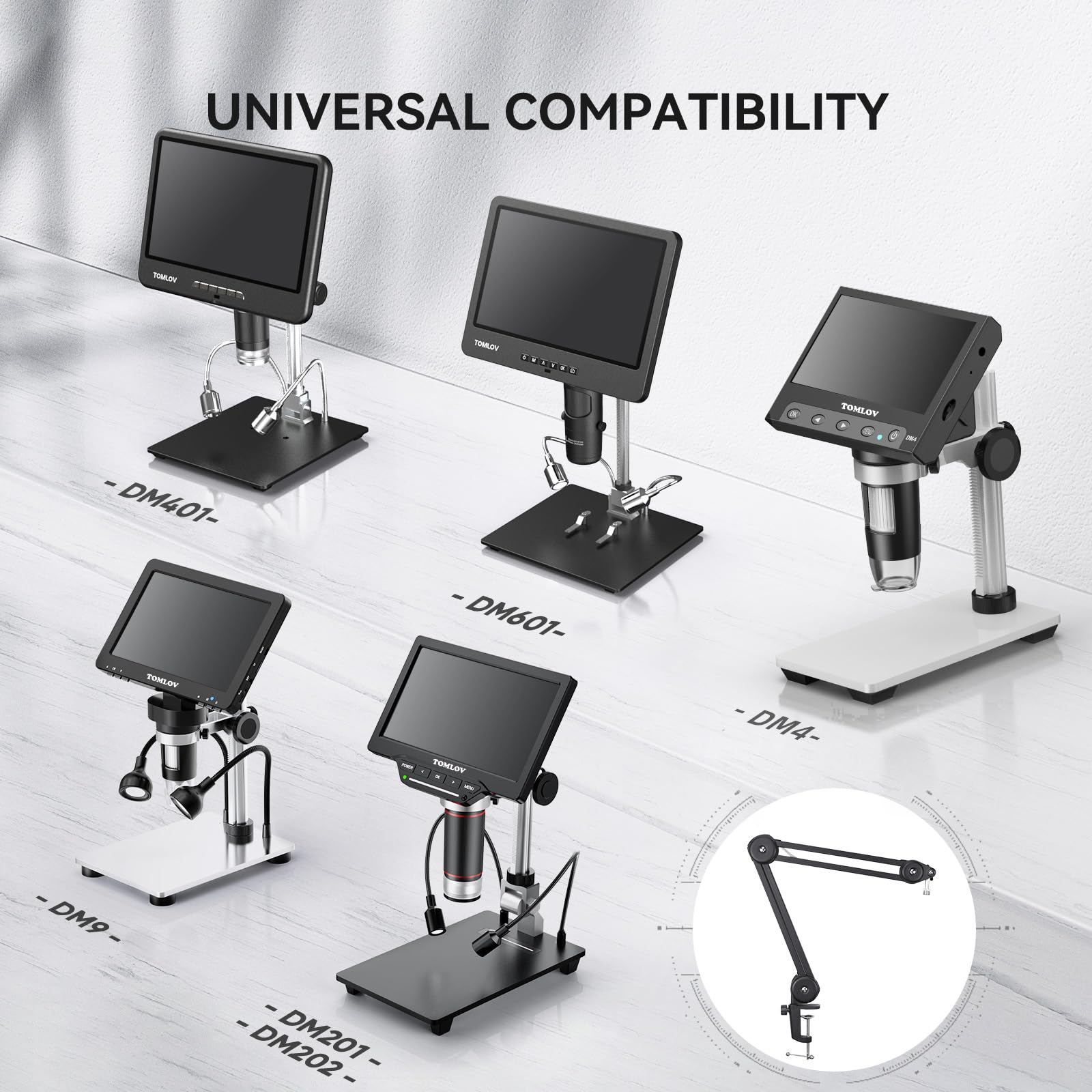 TOMLOV Flexible Arm Stand for Digital Microscope AM016