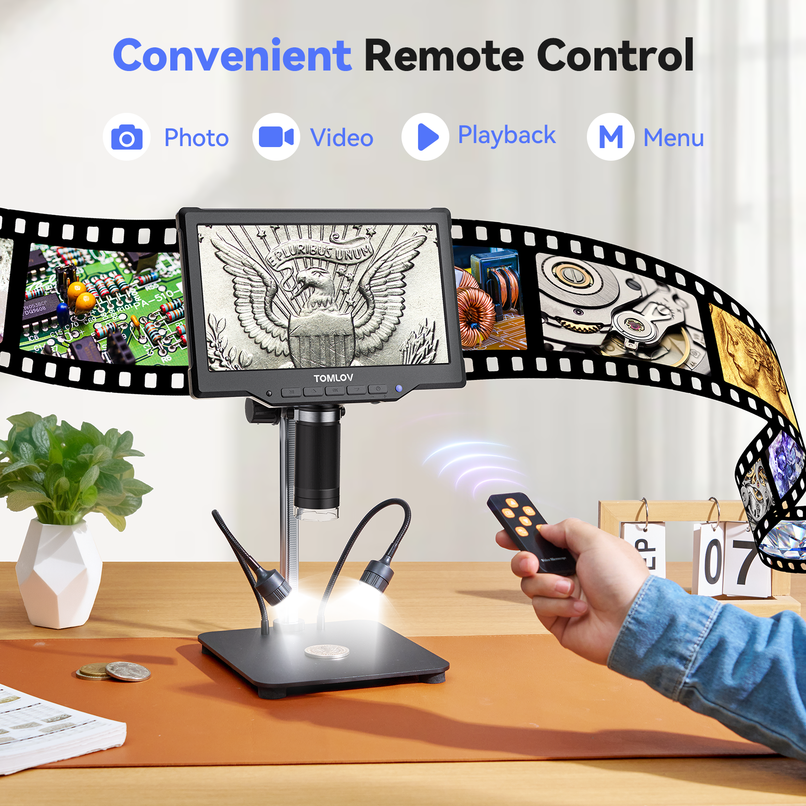 TOMLOV DM10 10.1" 1080P 1200X HD IPS Coin Microscope