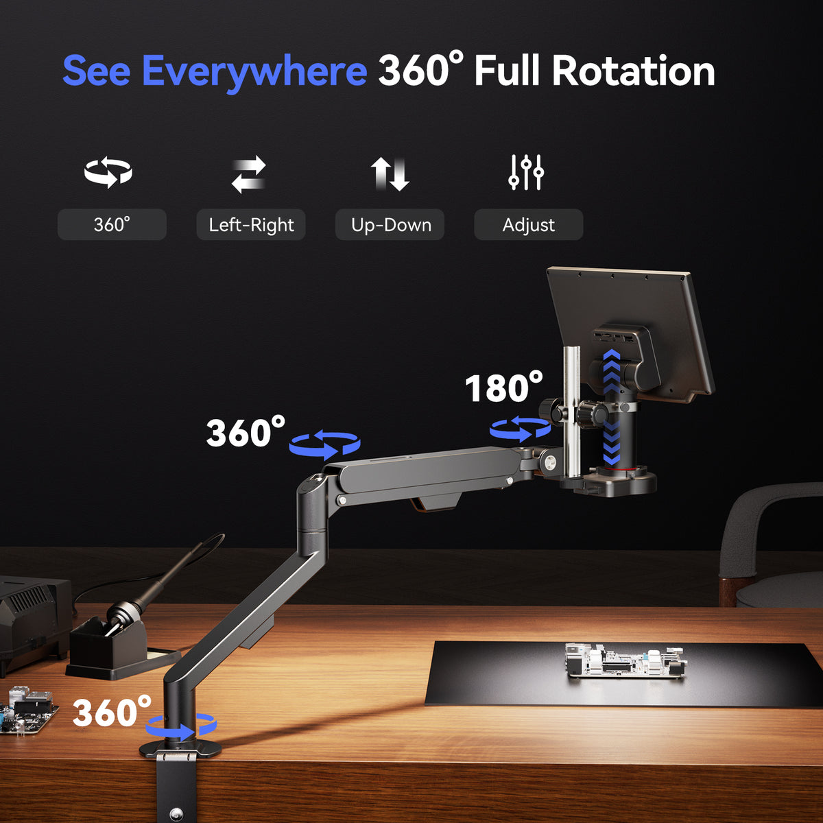 TOMLOV AM06 Flexible Boom Arm Stand for Digital Microscopes